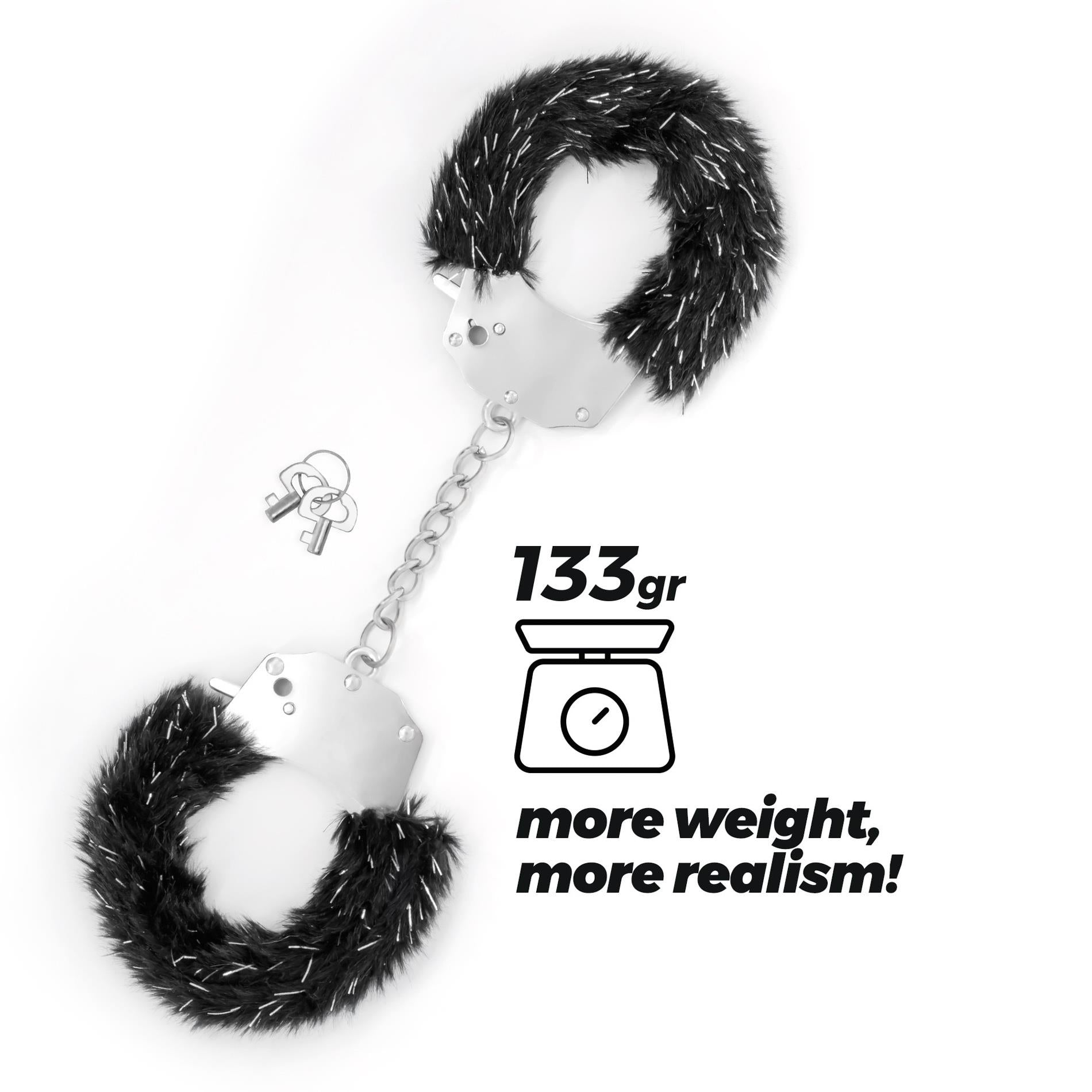 Spangle - Metal Handcuffs with Plush - Black
