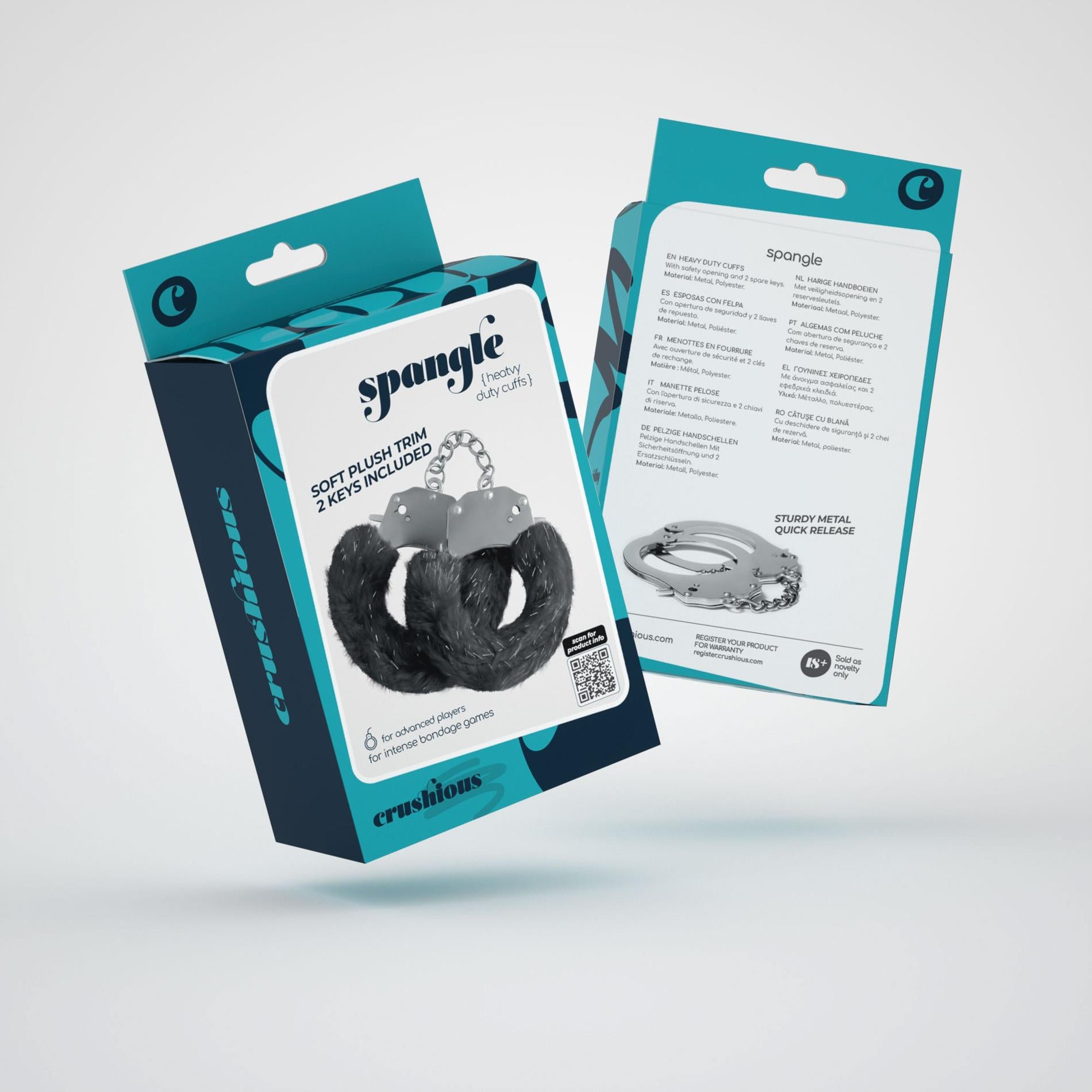 Spangle - Metal Handcuffs with Plush - Black