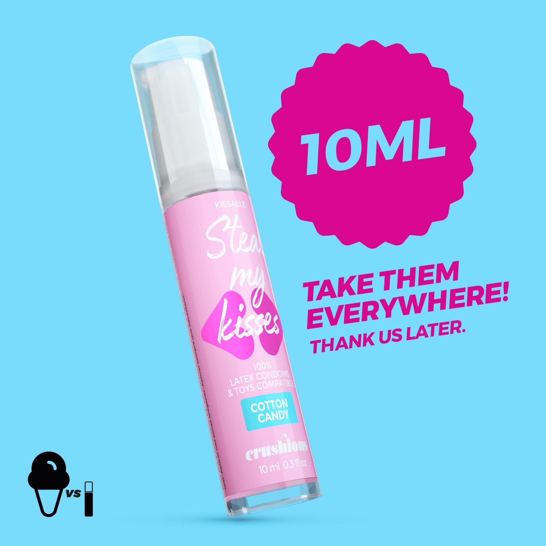 Steal My Kisses - Lubricant - Cotton Candy Flavour - 0.3 fl oz / 10 ml