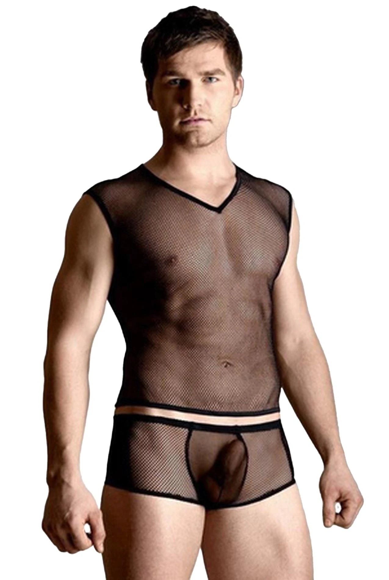 Ensemble filet - t-shirt et string - noir M/L