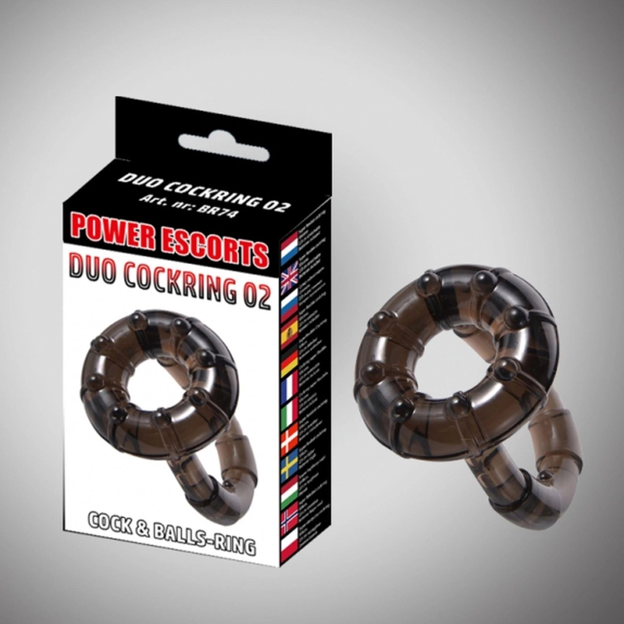 Duo cockring black duo cock & ball cockring dia 5.5 / 4.5 cm
