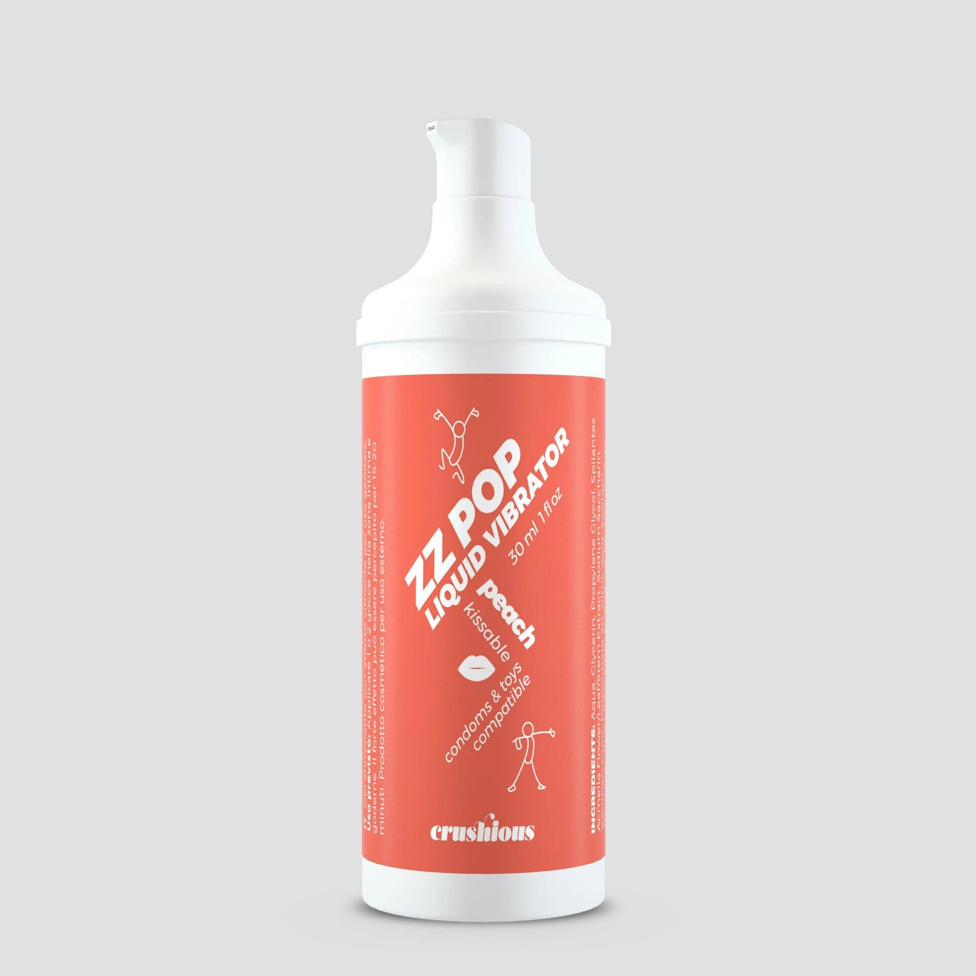 ZZ Pop - Kissable Liquid Vibrator - Peach - 1 fl oz / 30 ml
