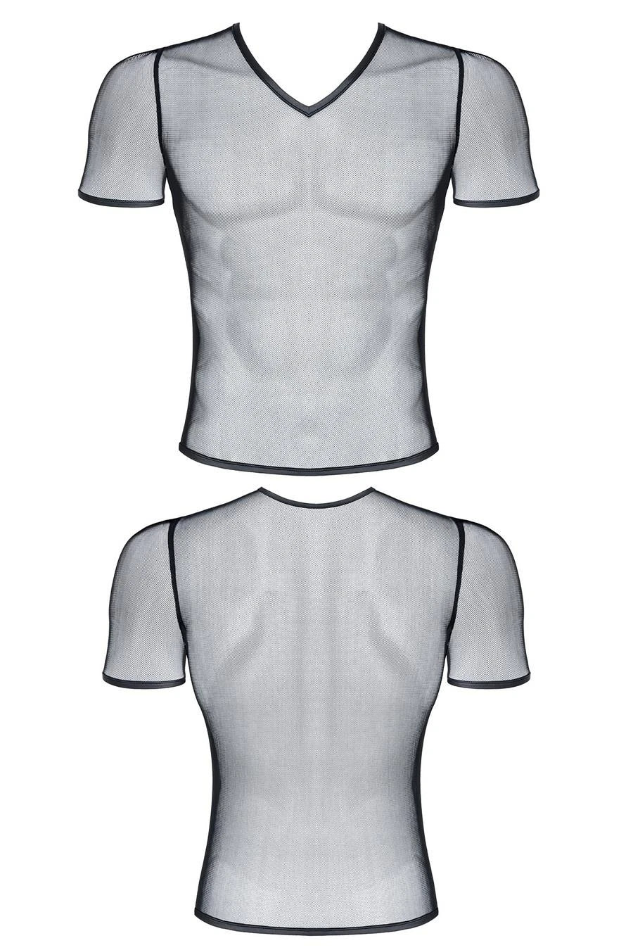 Men's stretch mesh V-neck t-shirt L