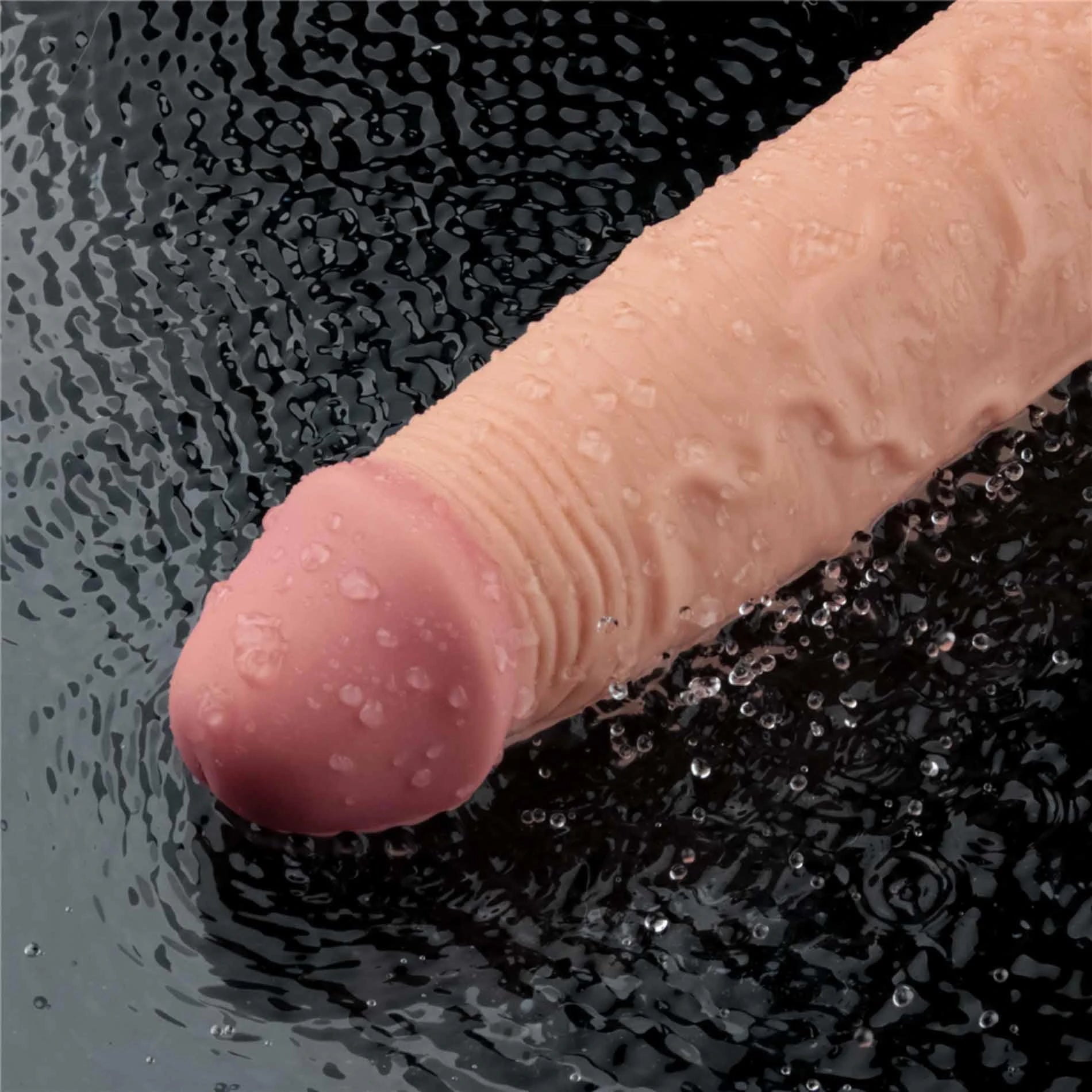 9.5" REAL SOFTEE Rechargeable TPE Vibrating Dildo(Flesh)
