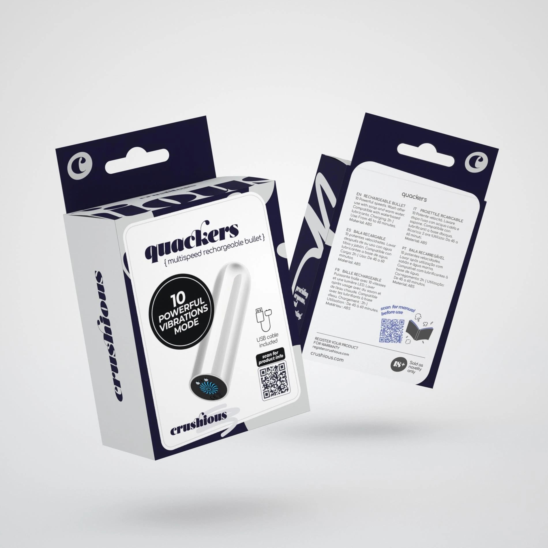 Quackers - USB Rechargeable Vibrating Bullet - White
