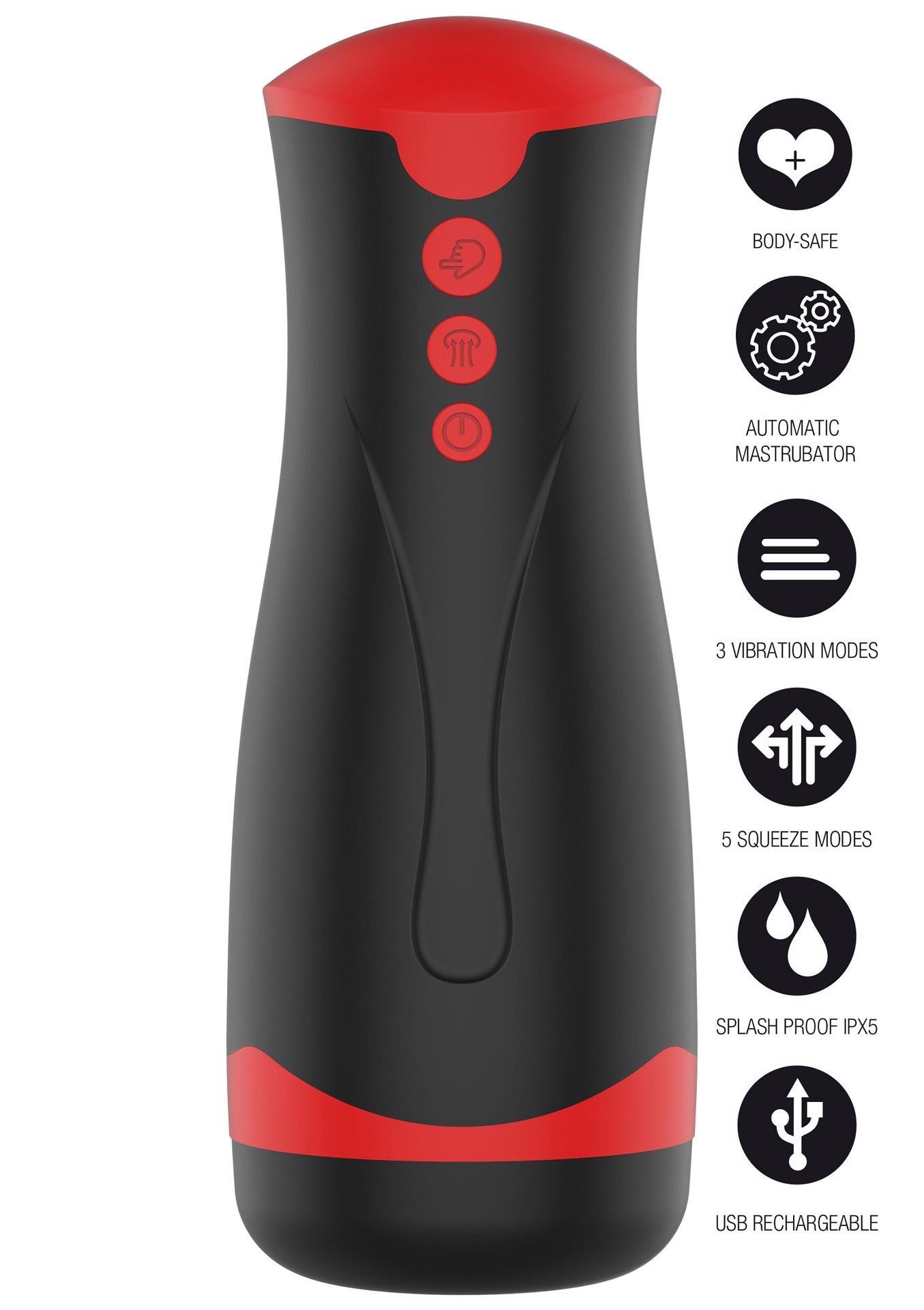 Masturbator Vibrating&Squeeze Black