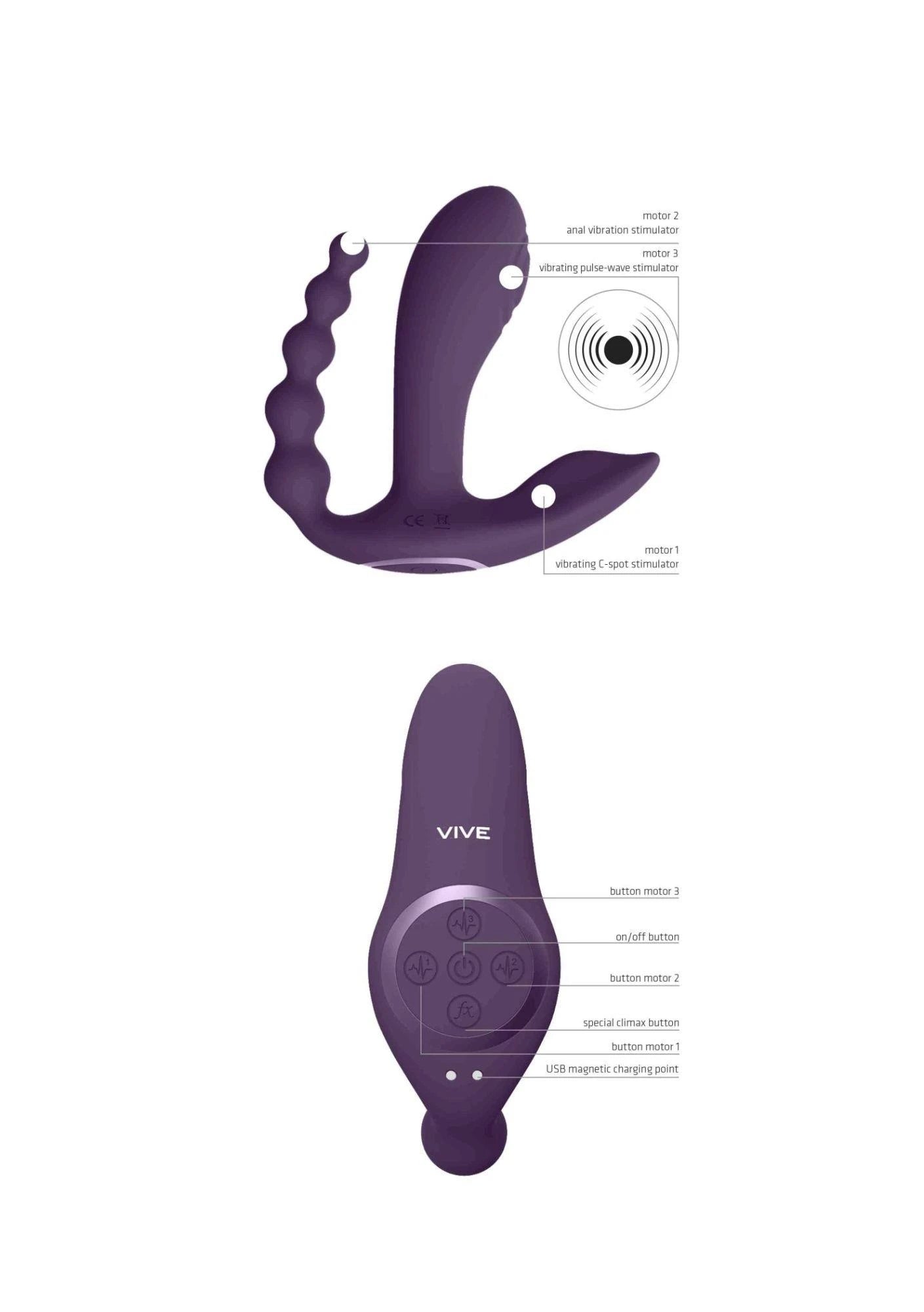Kata - Pulse Wave  Vibrating Double Penetration Vibrator - Purple
