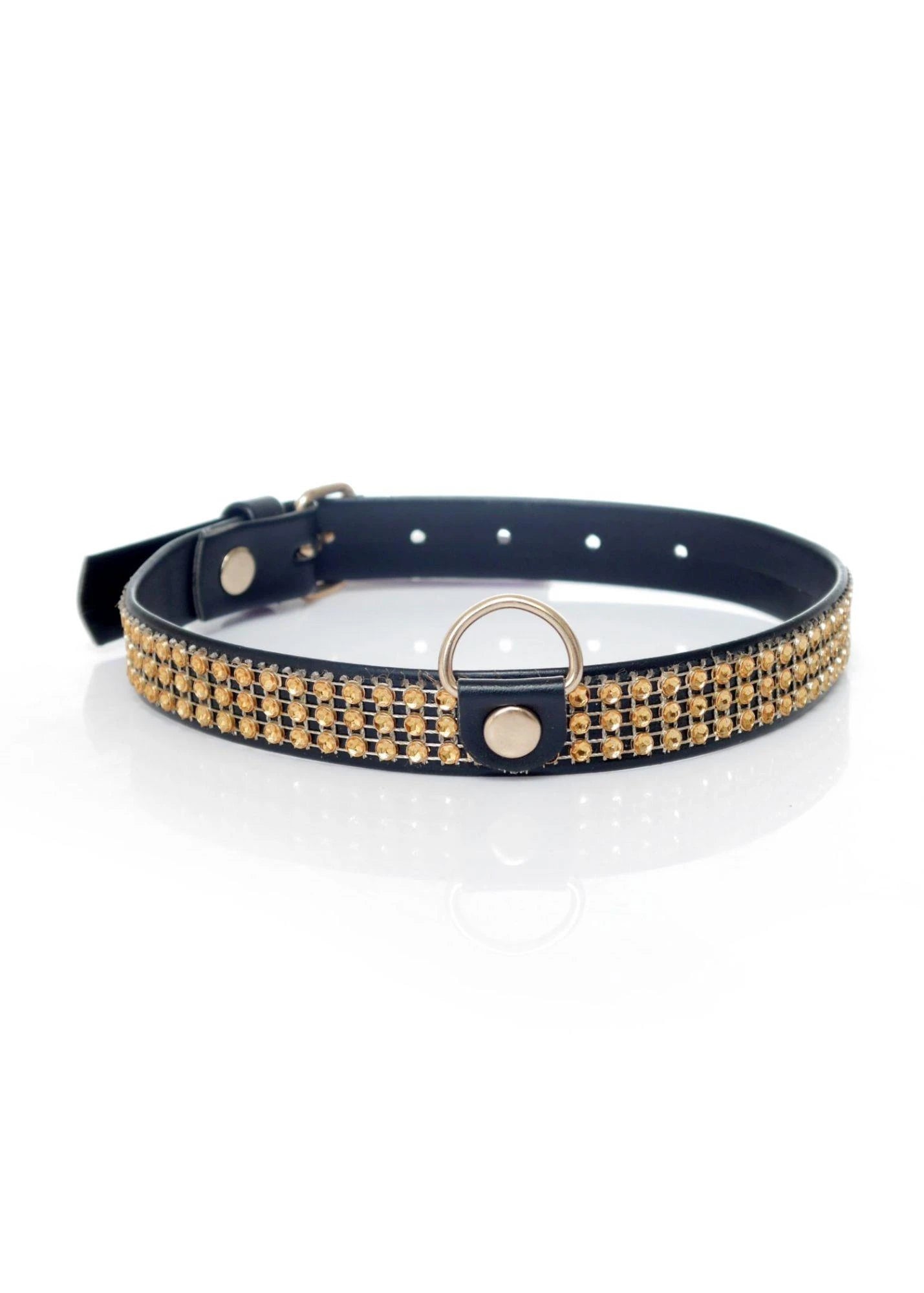 Collier Fetish B - Série avec cristaux 2 cm or