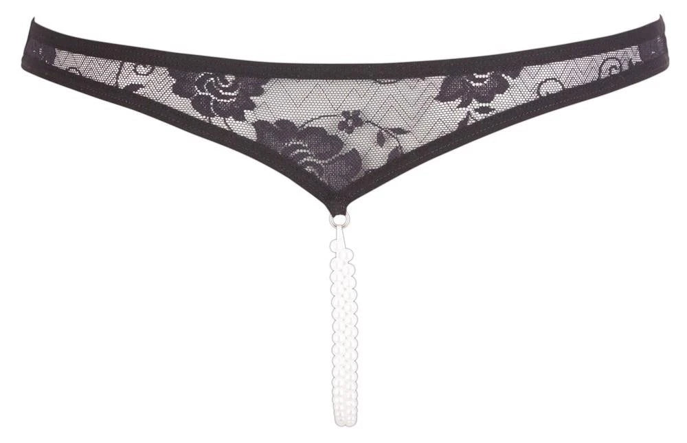 Lace String Pearls Black S