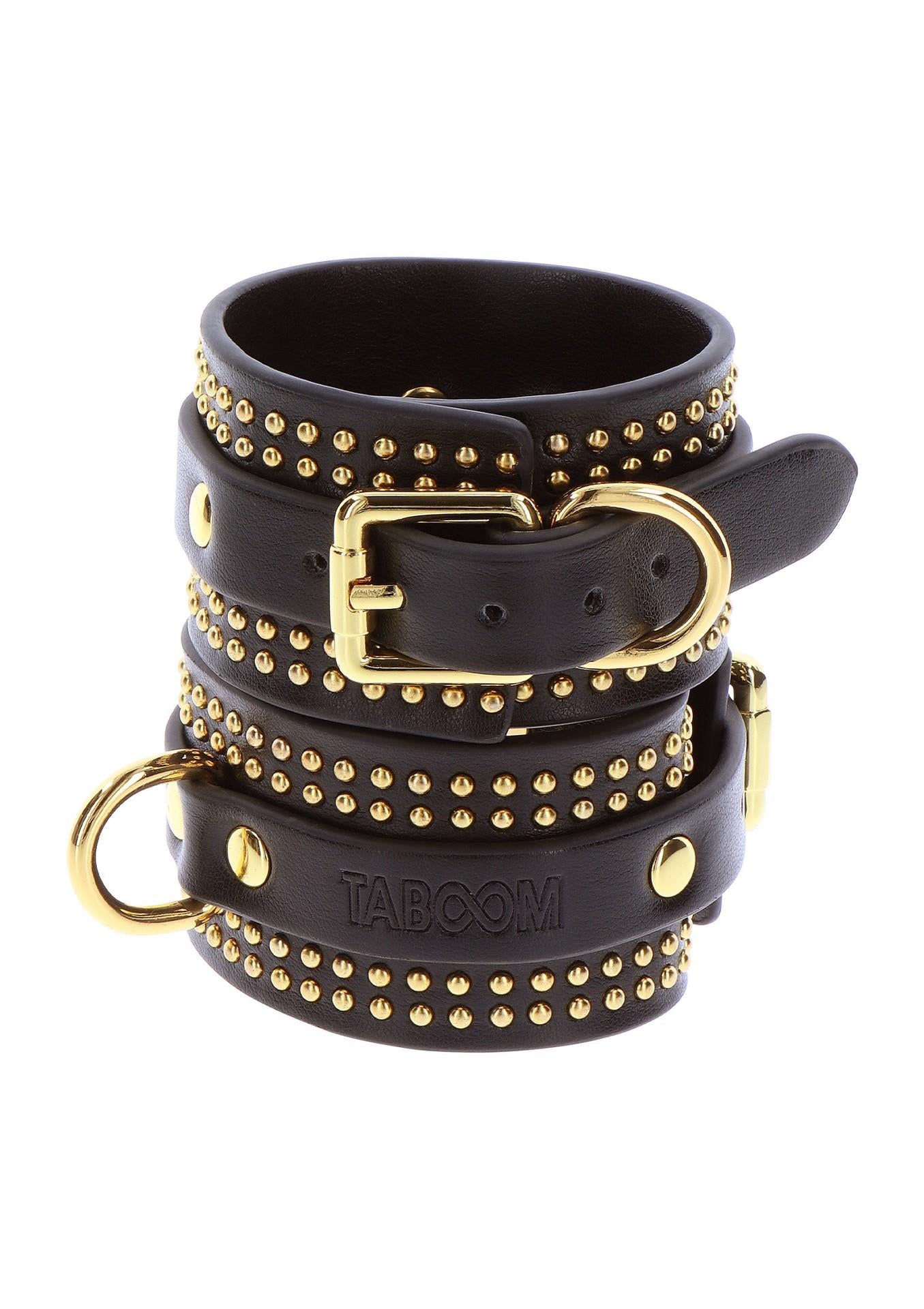 Studded Wrist Cuffs Set Black