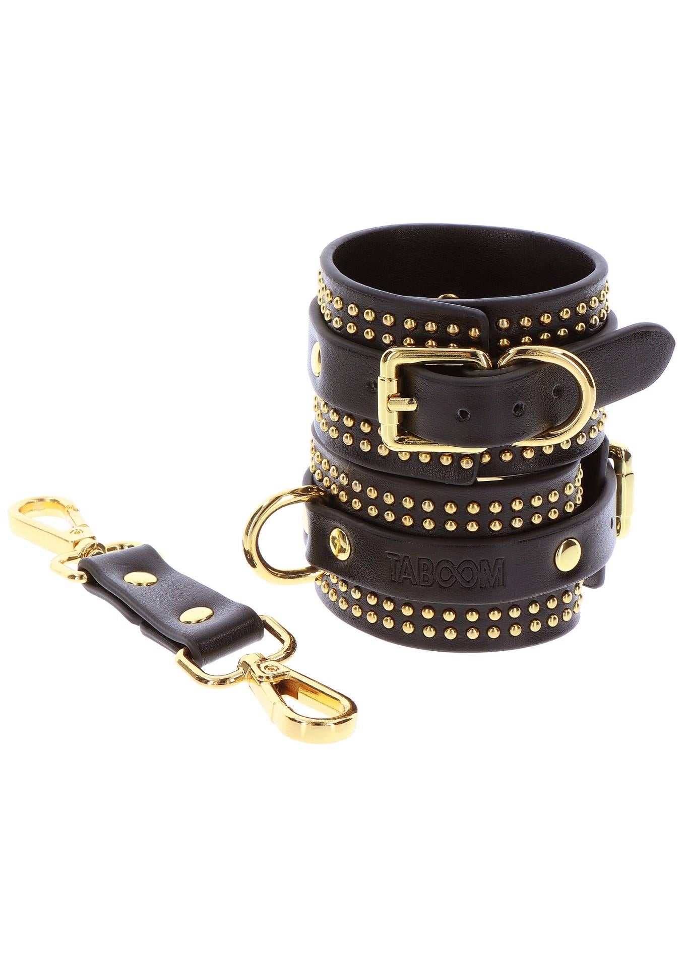 Studded Wrist Cuffs Set Black