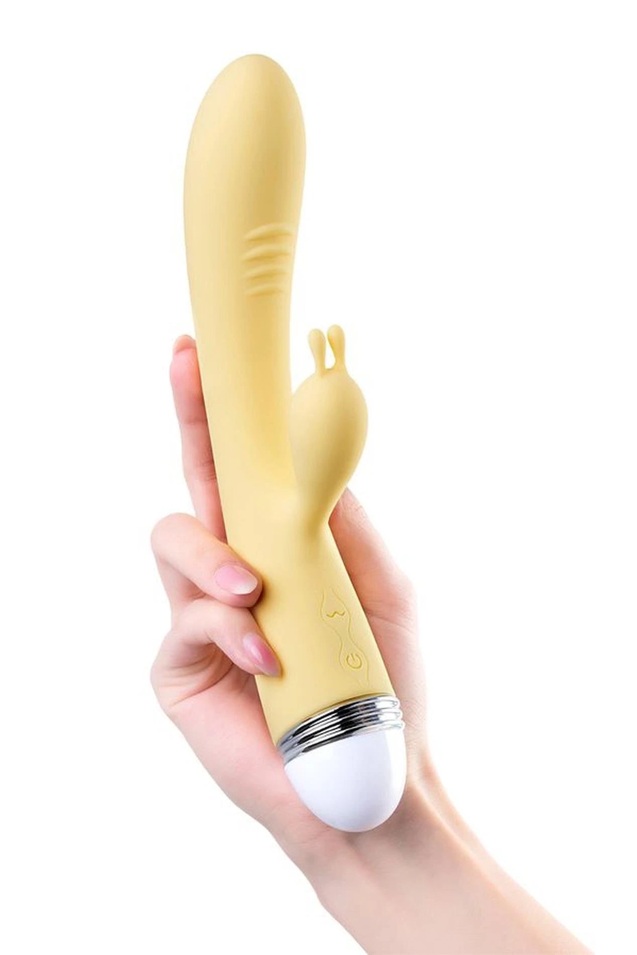 Vibromasseur avec stimulateur clitoridien Flovetta de Toyfa Aster, silicone, jaune, 22 cm