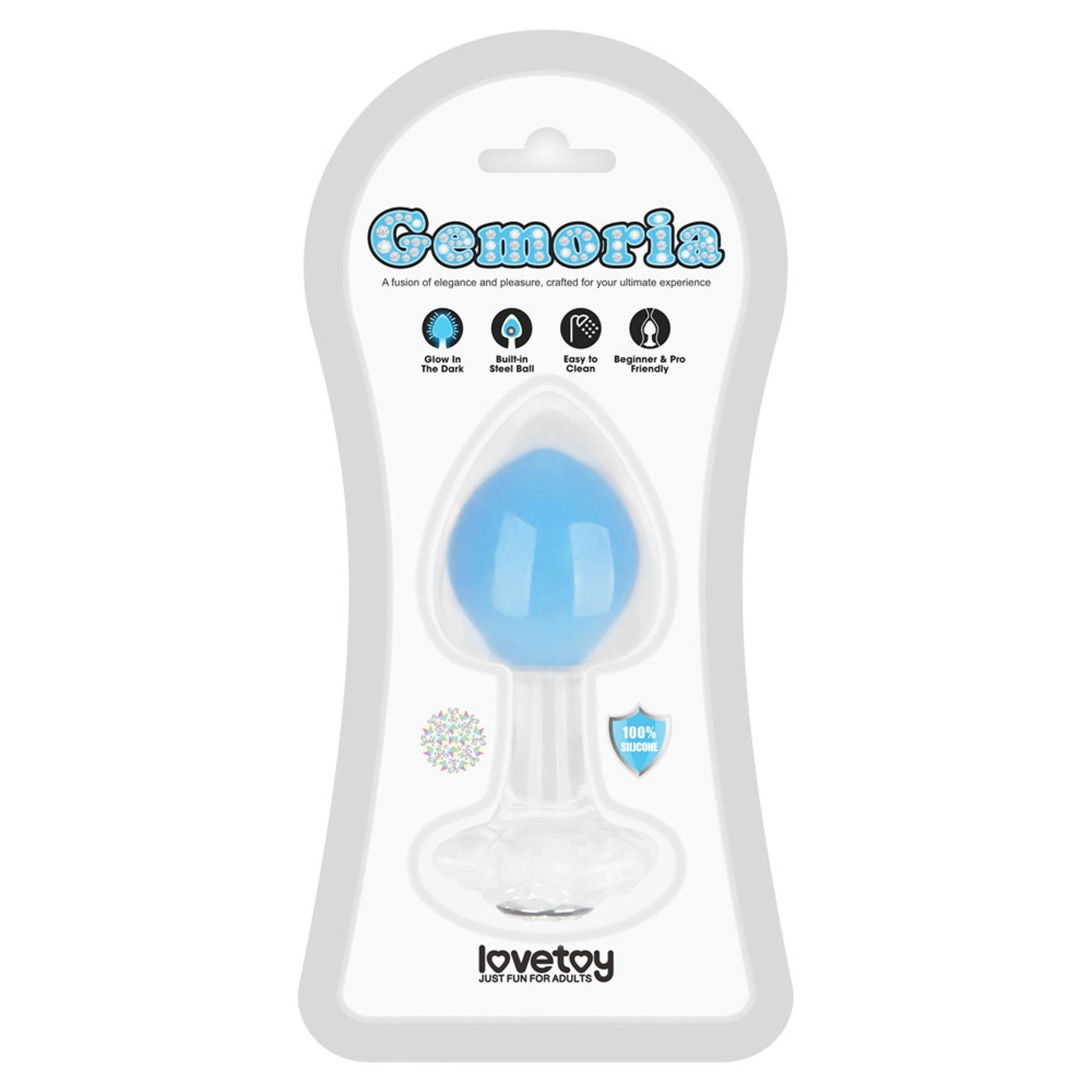 Gemoria Plug anal en silicone (brille dans le noir) - bleu