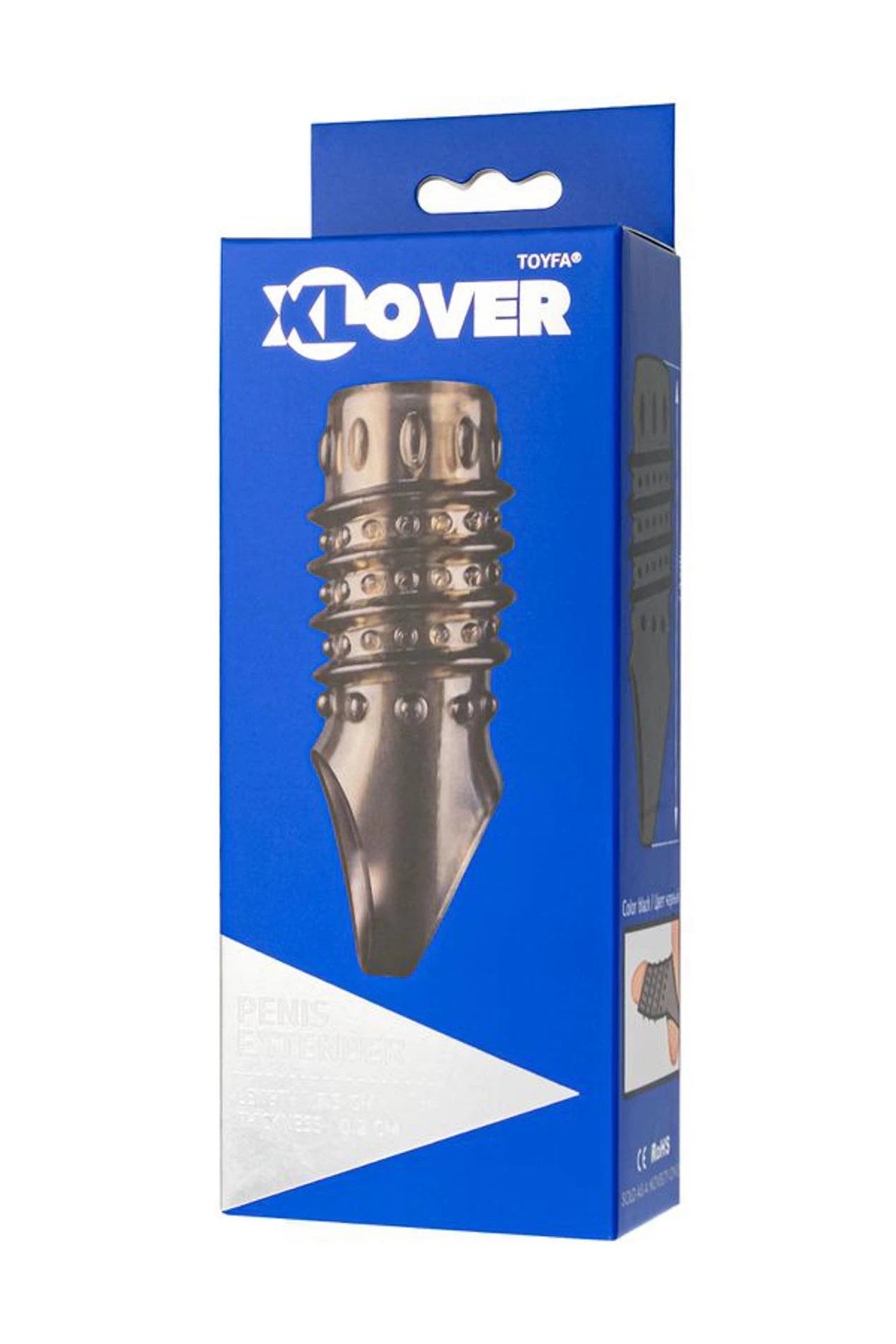 ToyFa XLover, Penis sleeve, for enlargement, TPE, transparent black, 10.5 cm