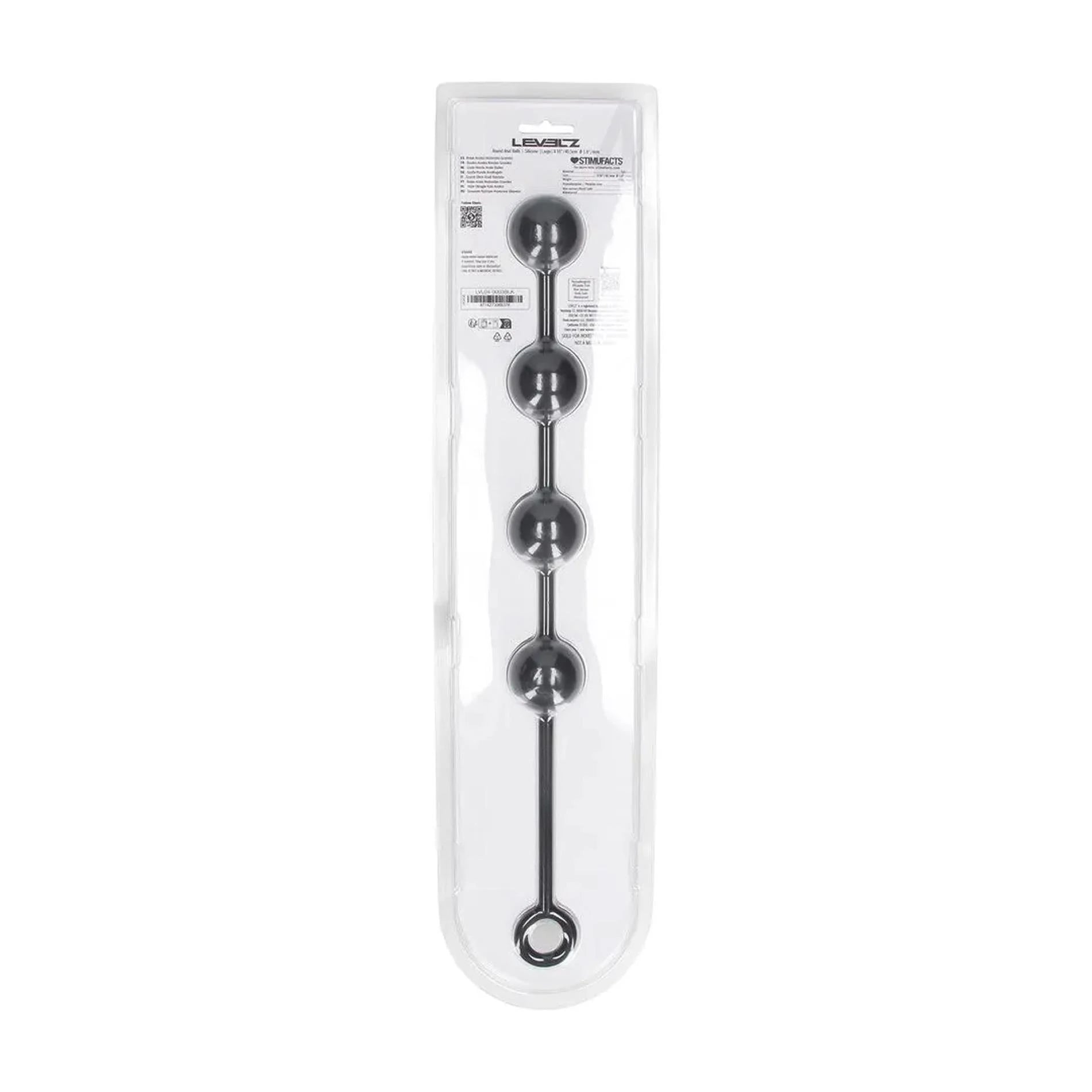 Balles anales rondes en silicone - L - 40 mm - Noir