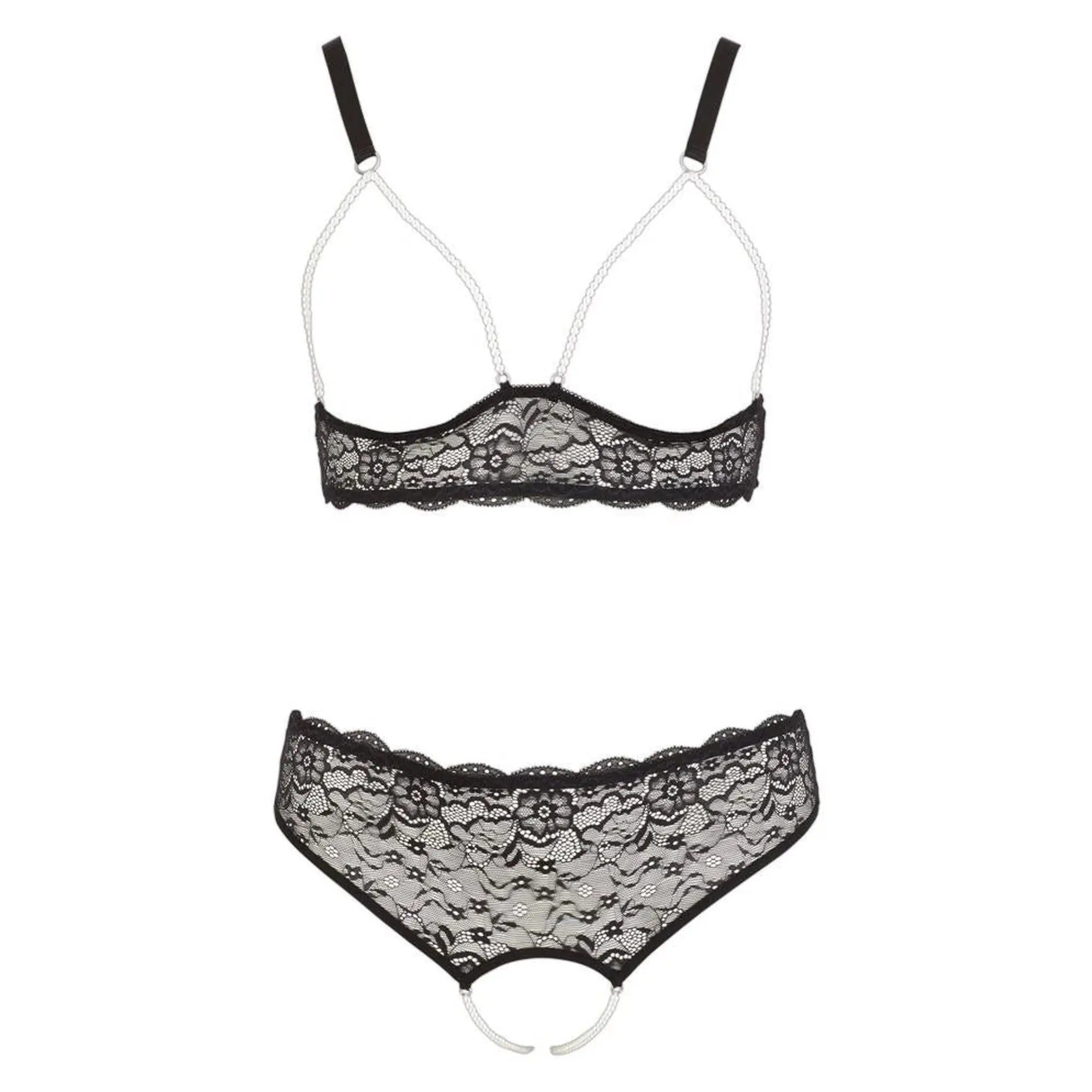 Parure de perles noire XL