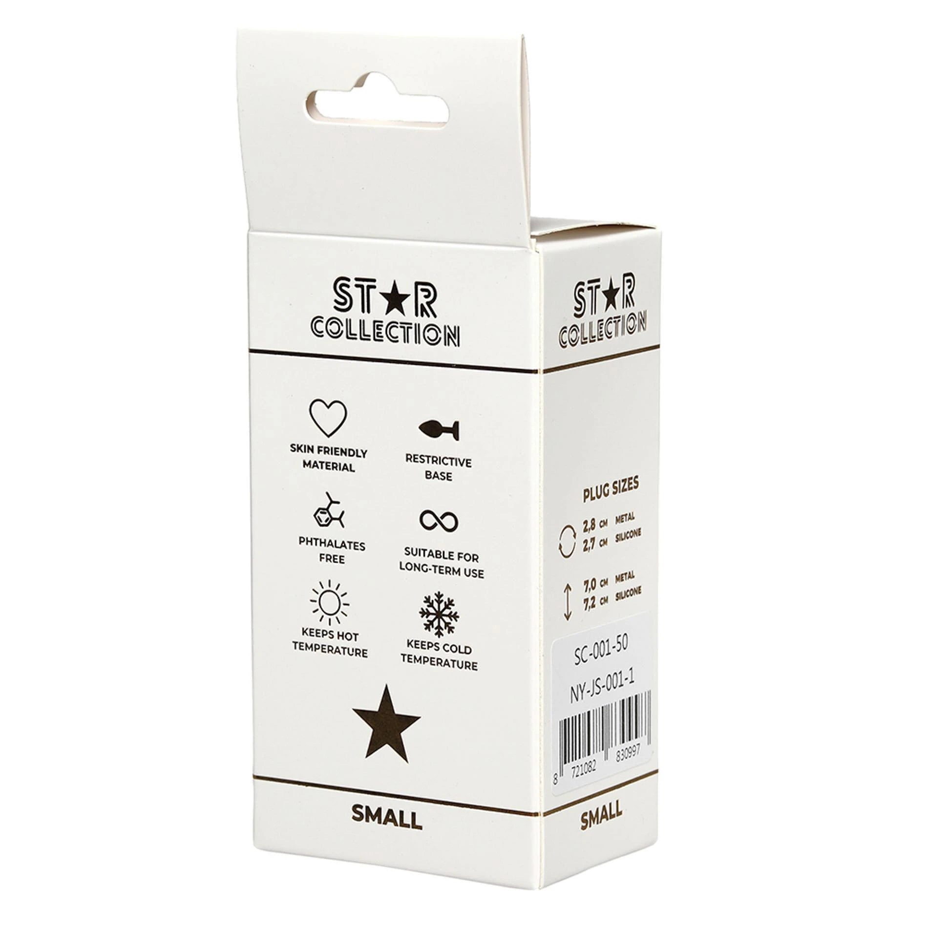 Star Collection - Silver Metal Anal Plug S - Light Pink Stone