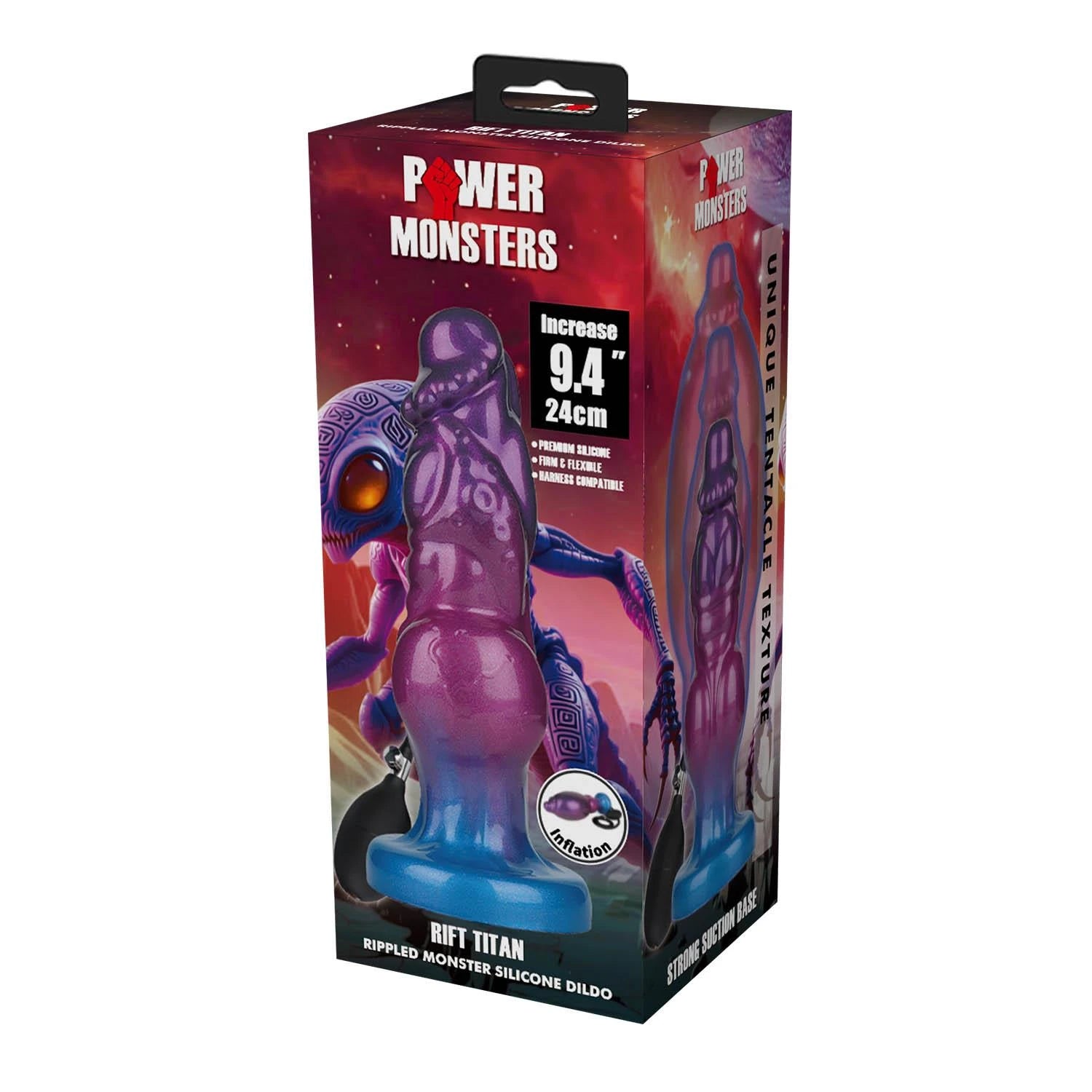 Monstre de puissance Rift Titan – Godemichet en silicone Monstre ondulé de 24 cm