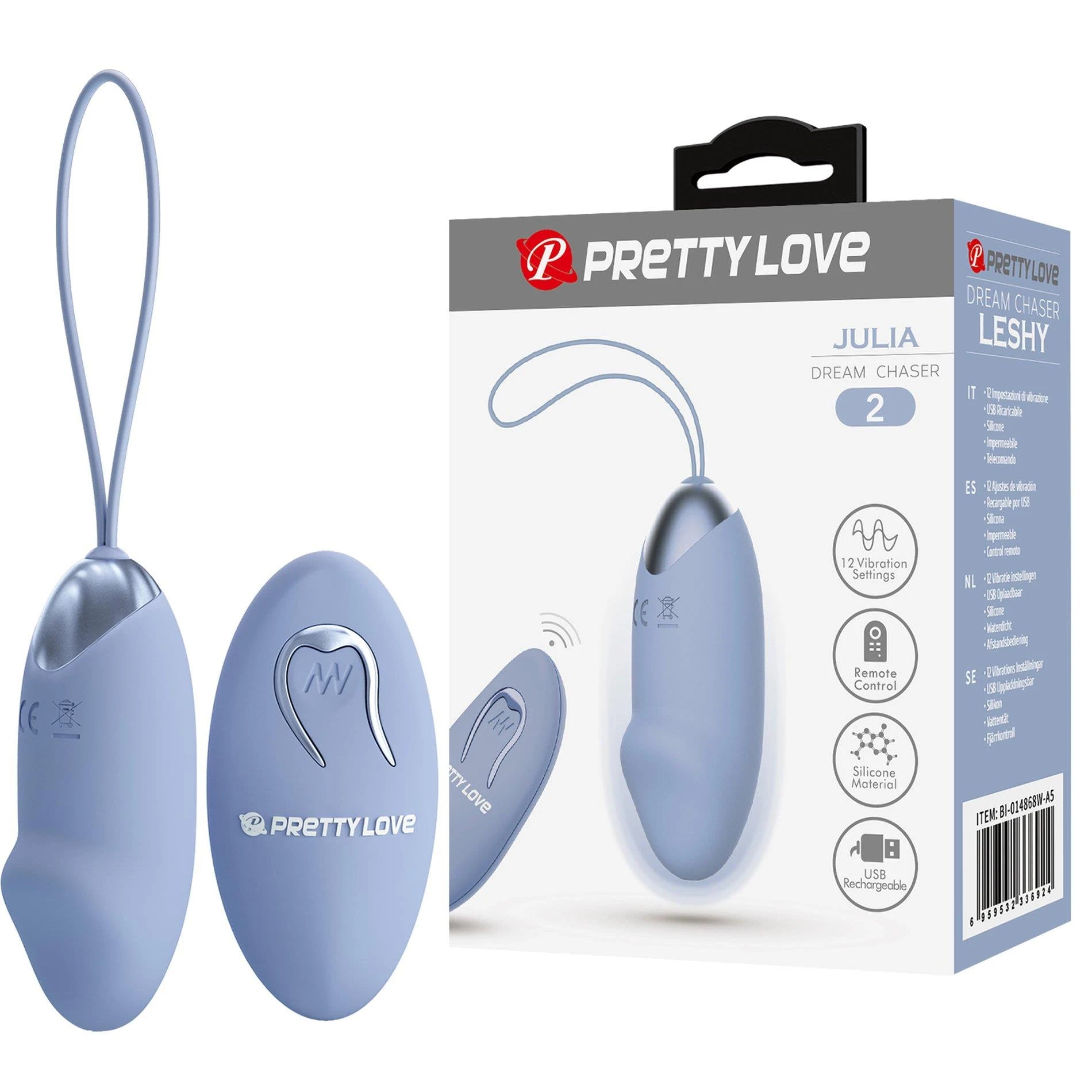 PRETTY LOVE - JULIA Dream chaser 2, bleu, Télécommande sans fil 12 fonctions de vibration