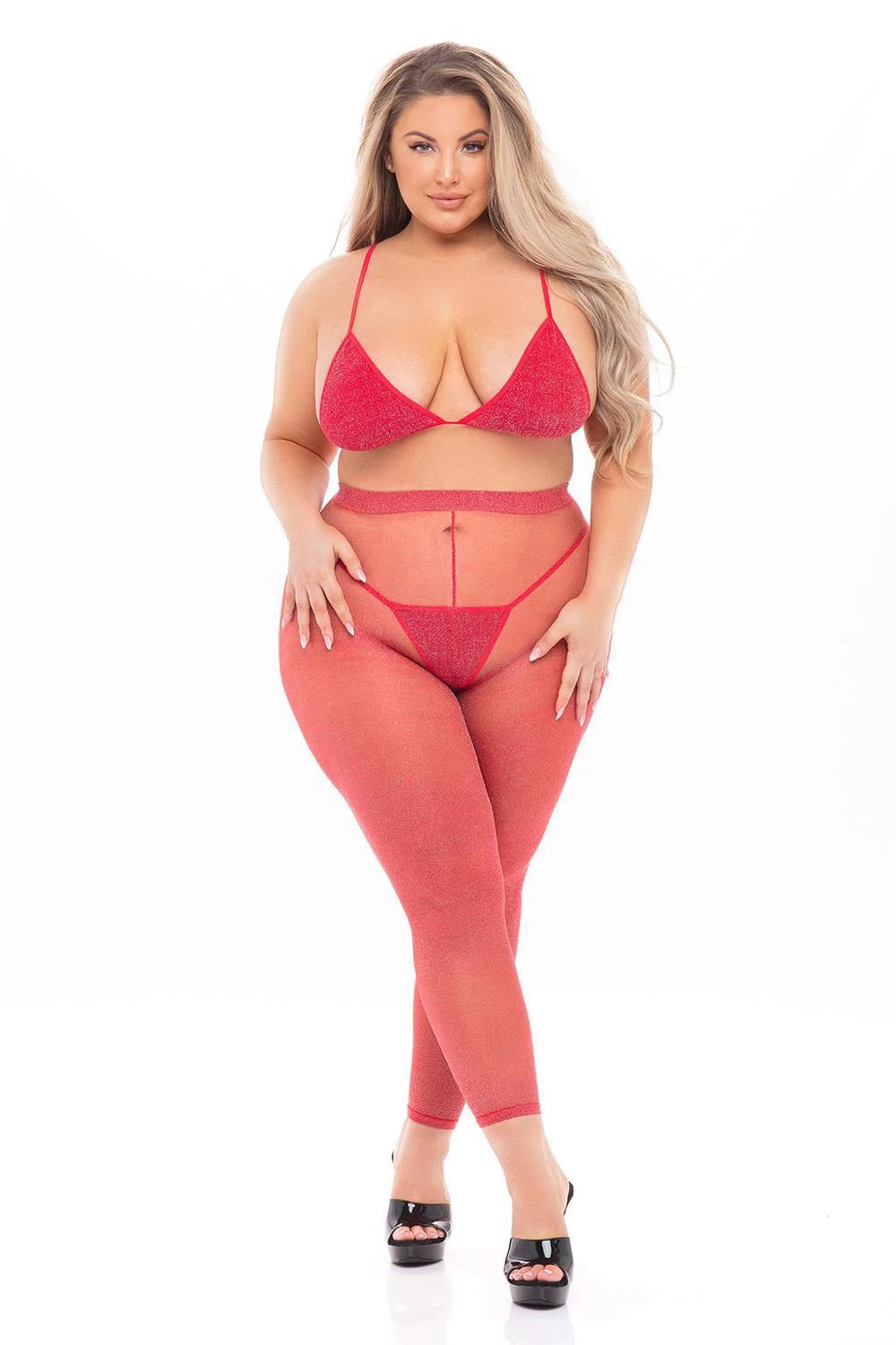 TALL ORDER 3PC LEGGING SET RED, PLUS SIZE