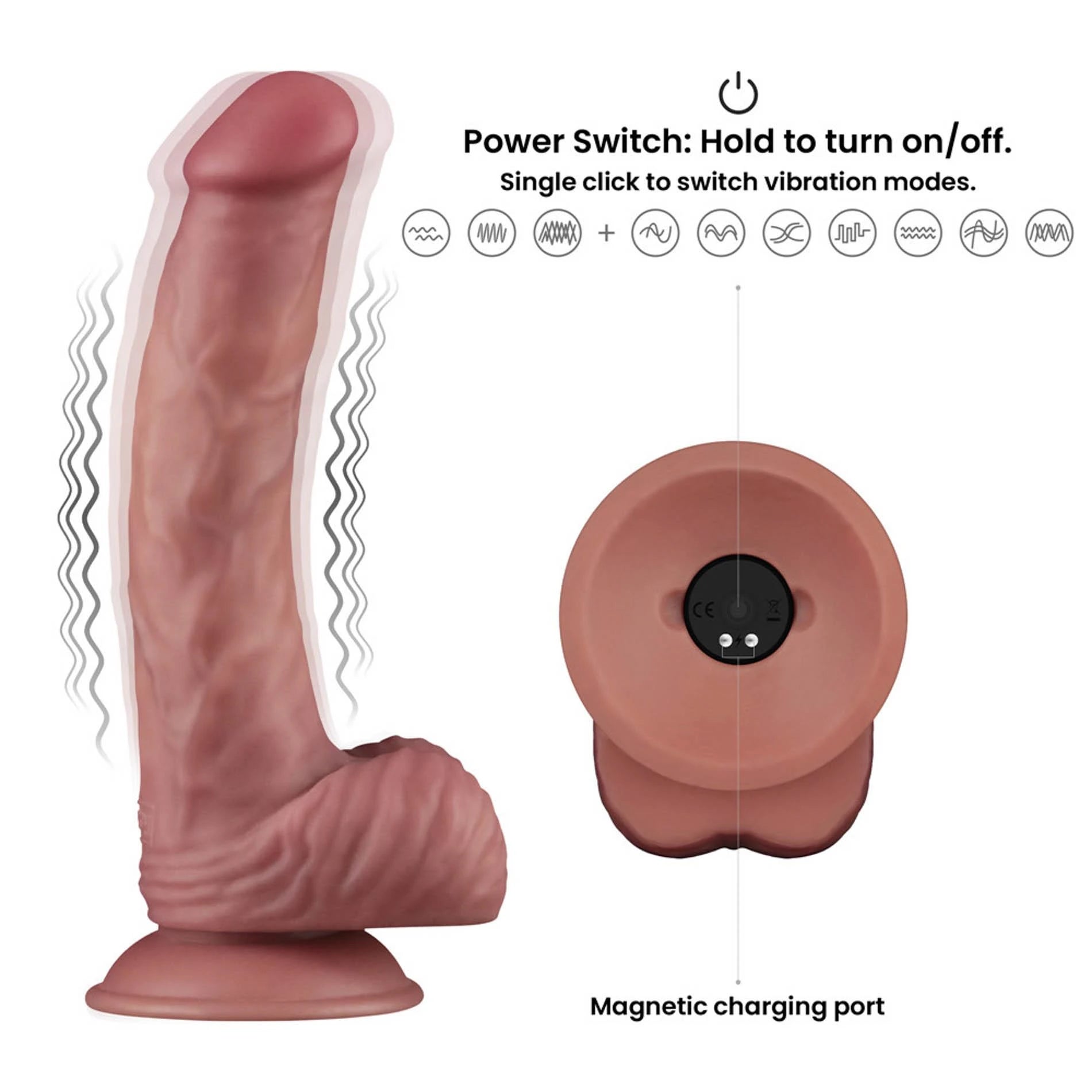 Vibreur pénis bi-densité 9"