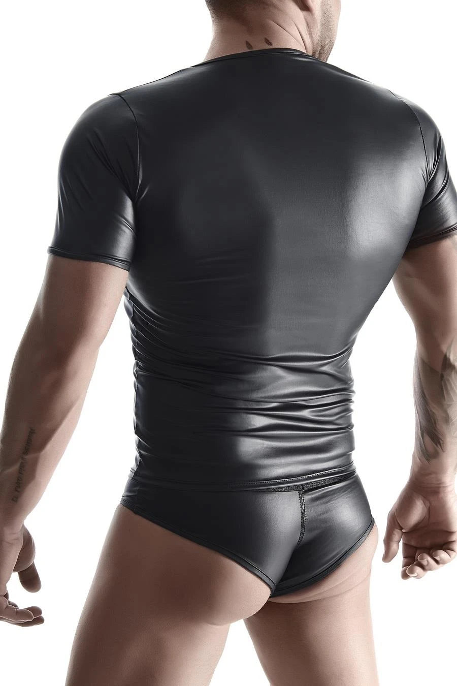 men's wetlook V-neck t-shirt XL