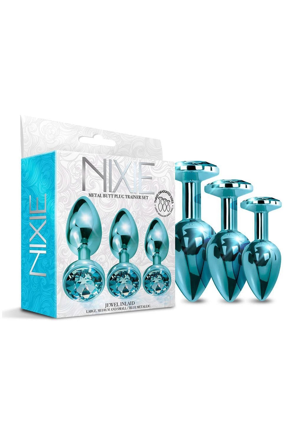 NIXIE METAL BUTT PLUGÂ TRAINERÂ SET, BLUE METALLIC