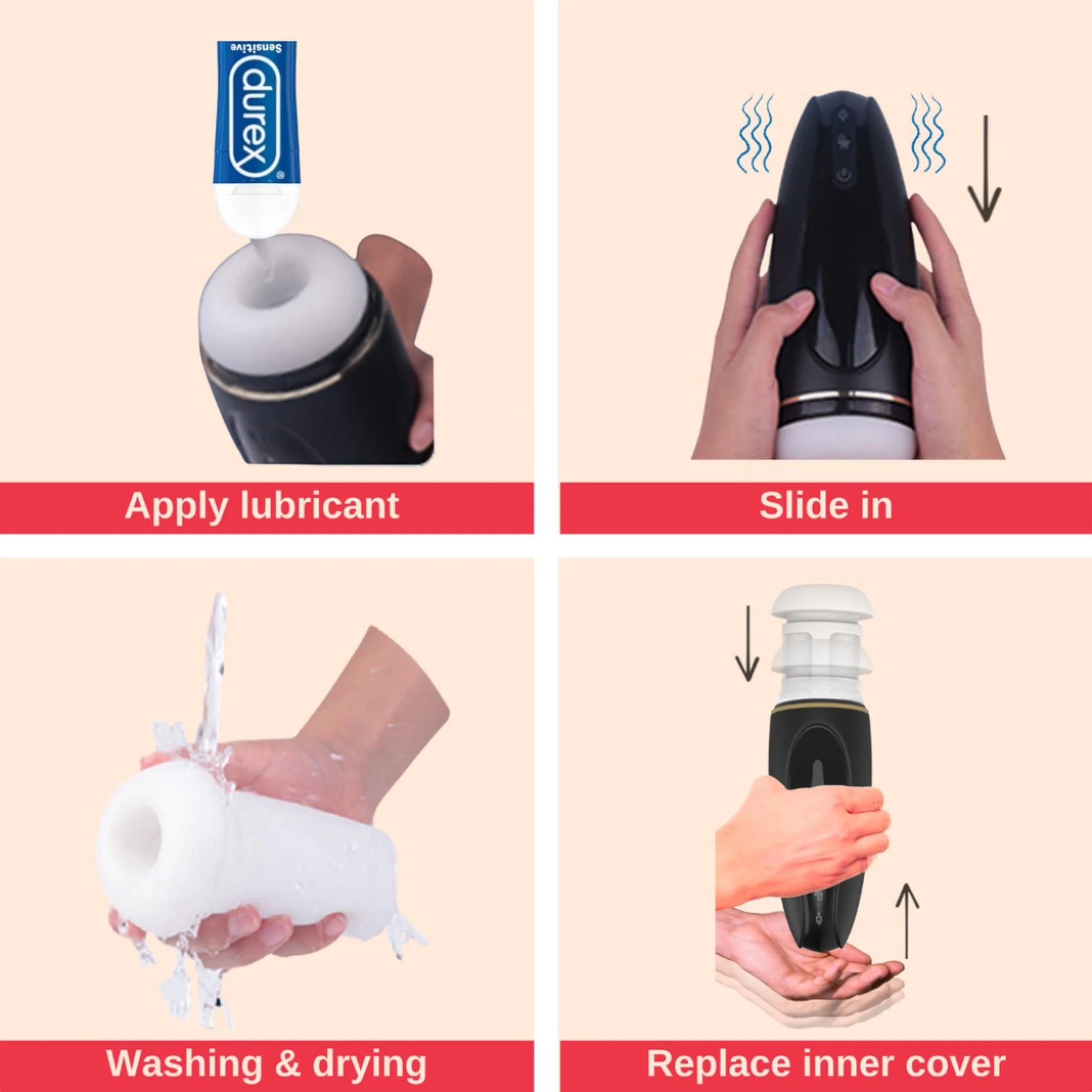 Masturbator - Nappex™ White Black - Premium Masturbators (10 Languages