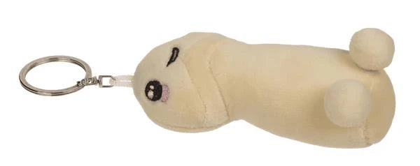 Porte-clés métallique avec pénis en peluche