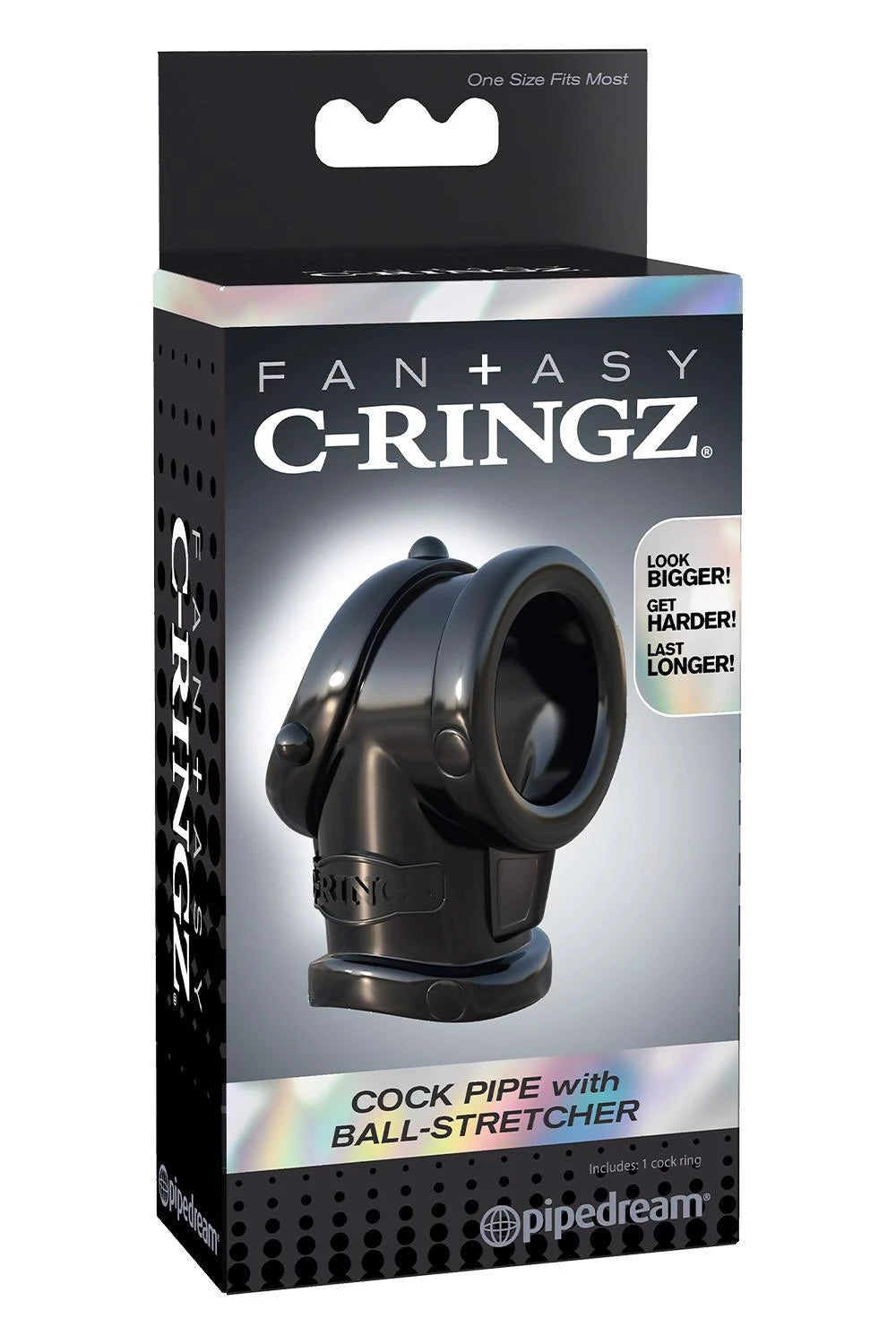 ANNEAU DE PÉNIS FANTASY C-RINGZ AVEC ÉCARTEUR DE TESTICULES NOIR