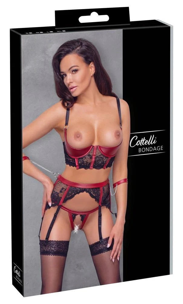 Ensemble à brassière intégrée noir/rouge L