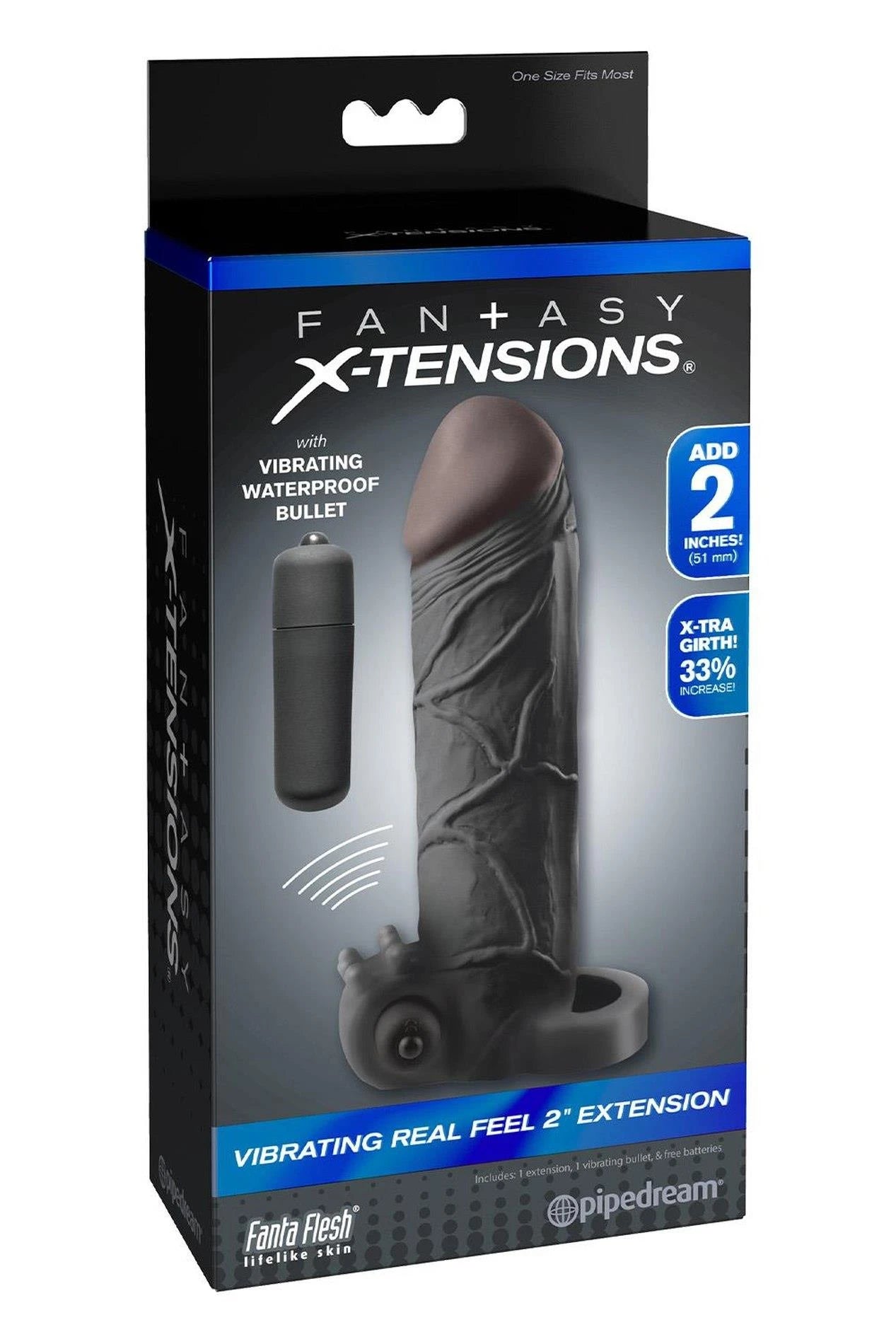EXTENSION VIBRANTE FANTASY X-TENSIONS REAL FEEL 2 POUCES NOIRE