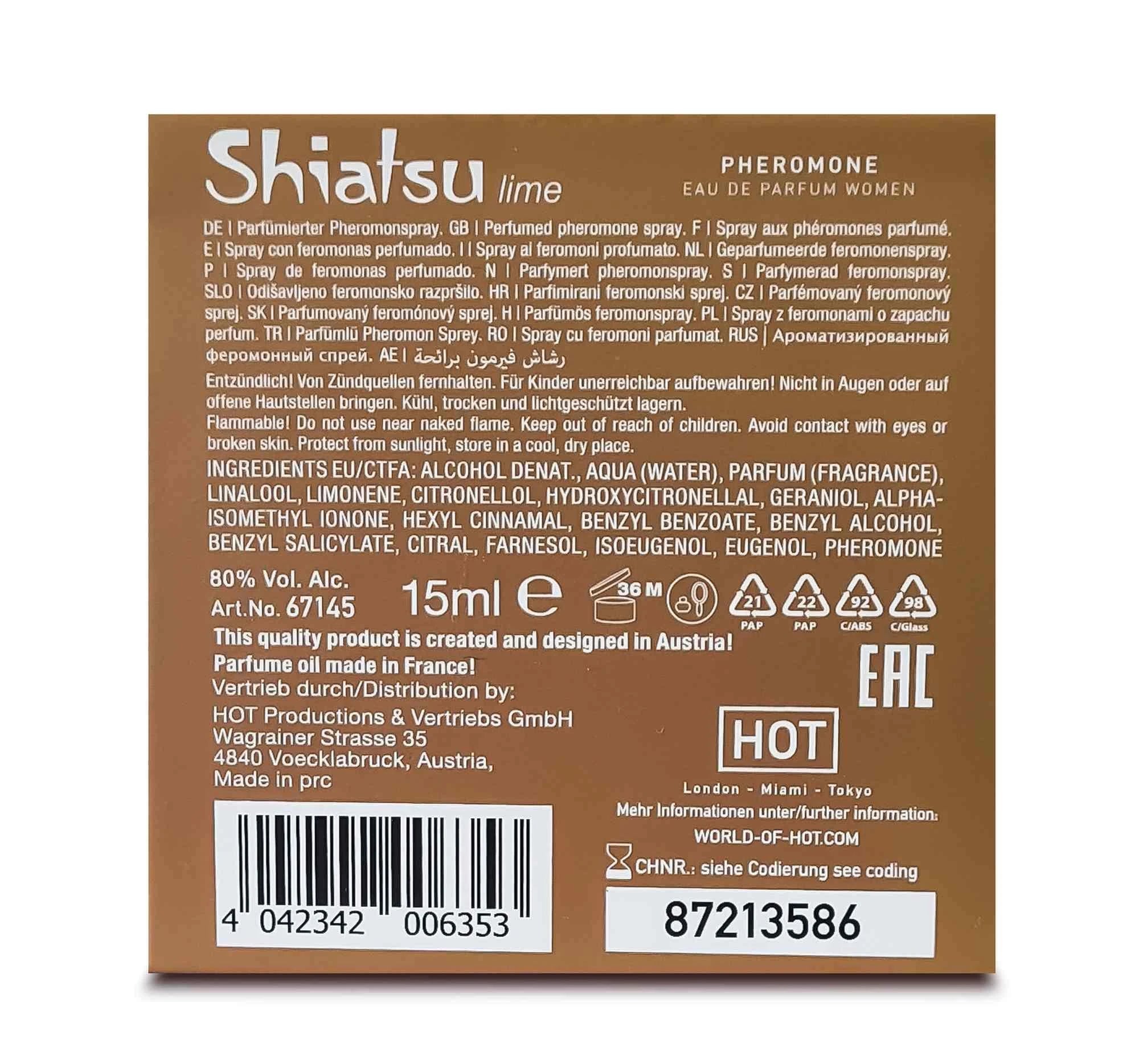 SHIATSU Pheromone Parfum femme citron vert 15 ml