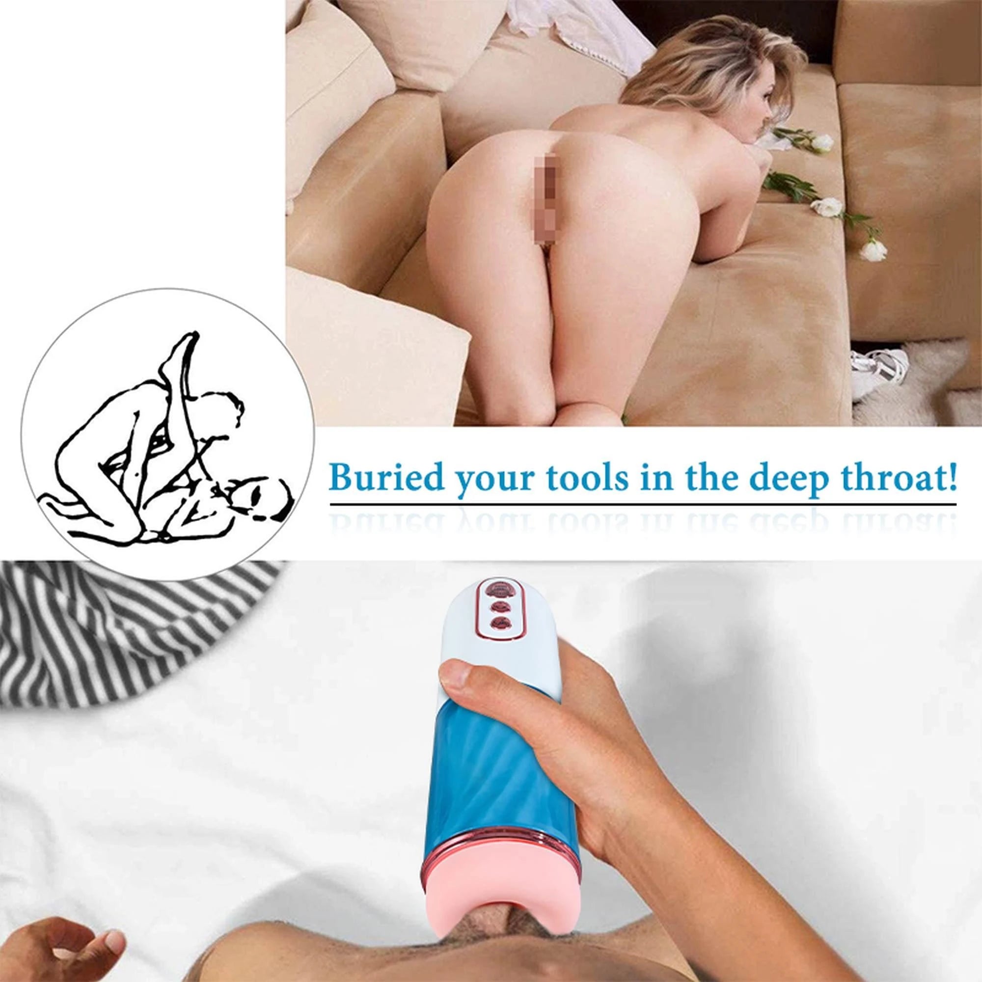 Masturbator-Vibration 7, 7 Sucking modes, Hand