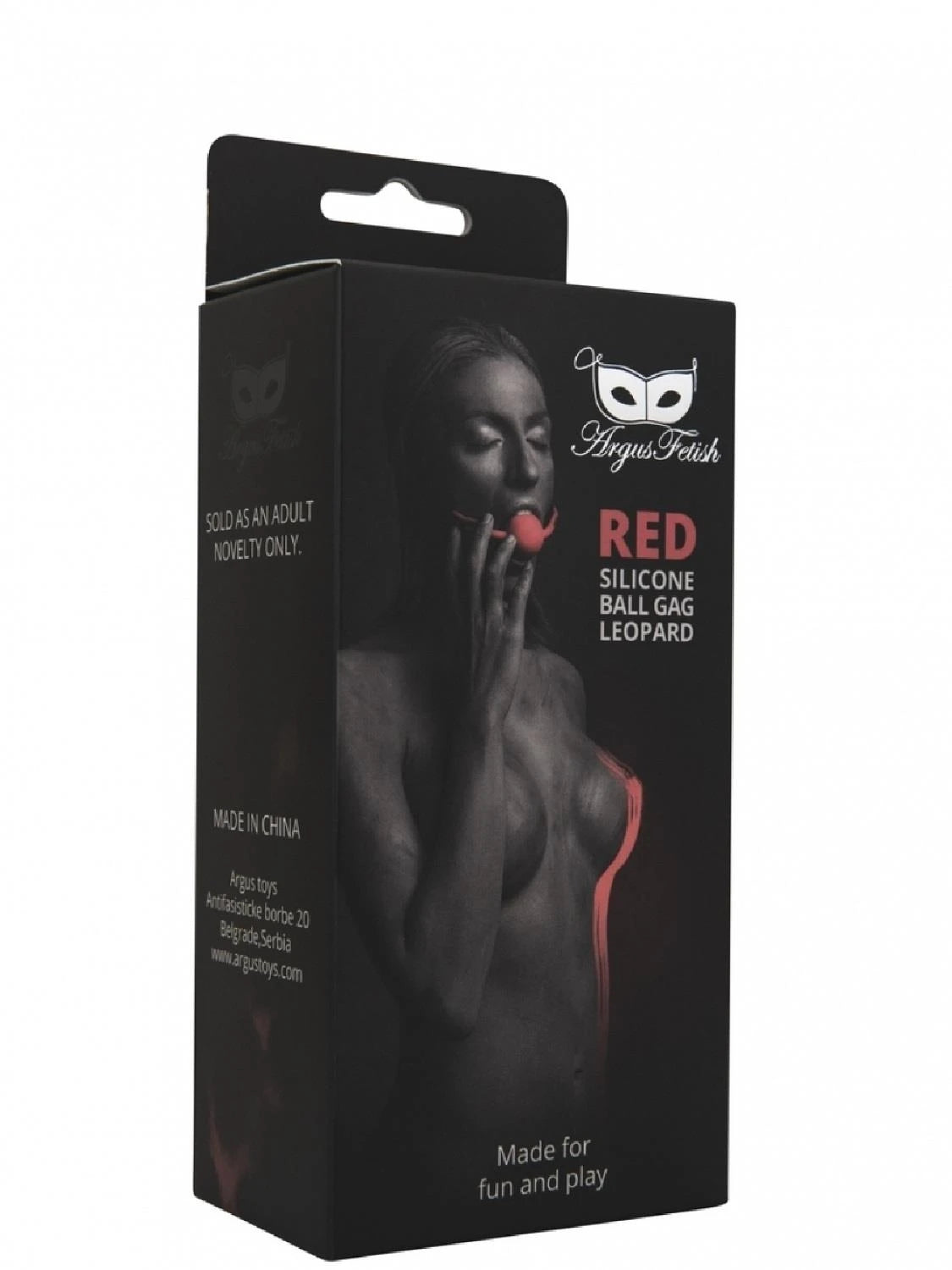 Bâillon boule en silicone rouge léopard
