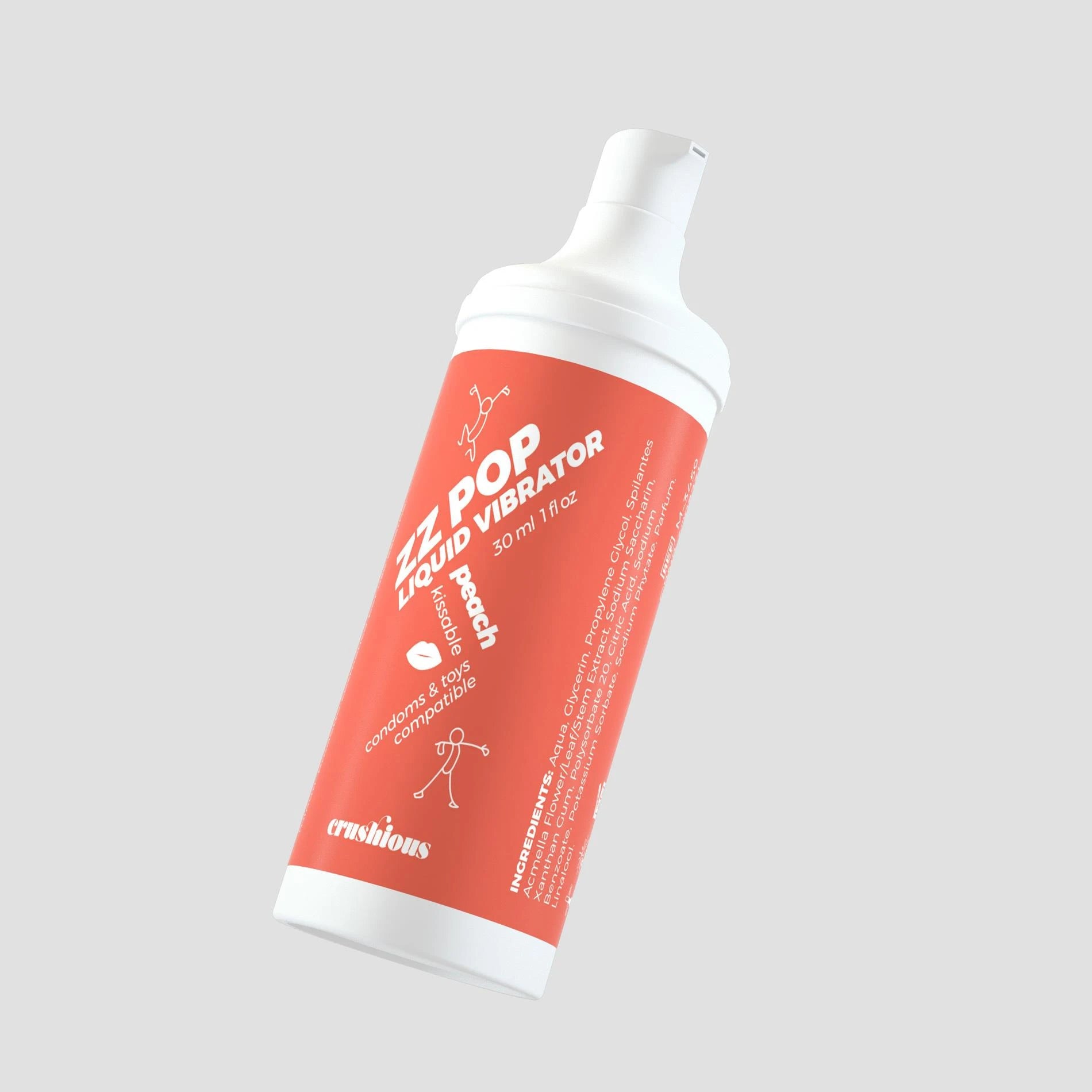 ZZ Pop - Kissable Liquid Vibrator - Peach - 1 fl oz / 30 ml