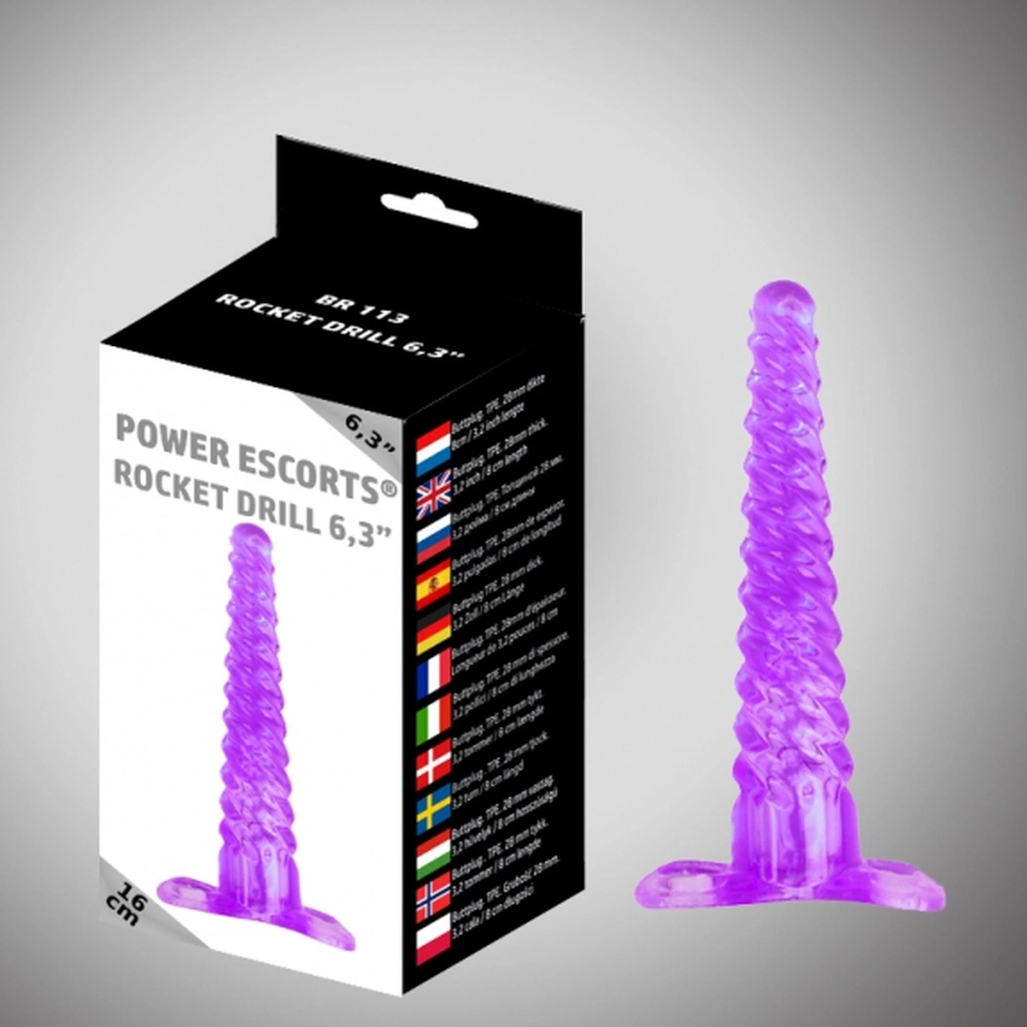 Rocket Drill 6,3 pouces violet gros plug anal 6,3 pouces / 16 cm