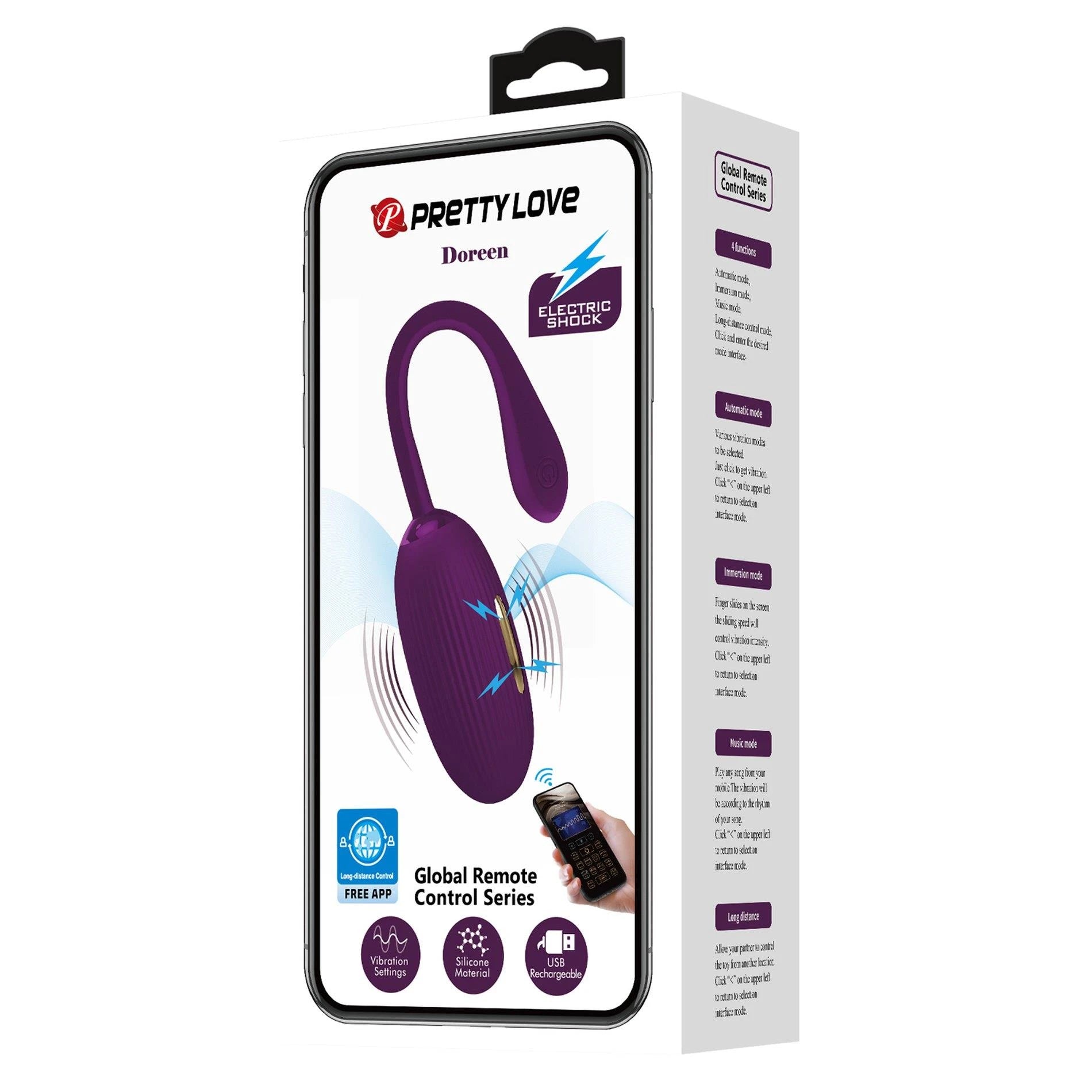 PRETTY LOVE - Doreen, 12 vibration functions 3 electric shock functions Mobile APP Long-distance Control