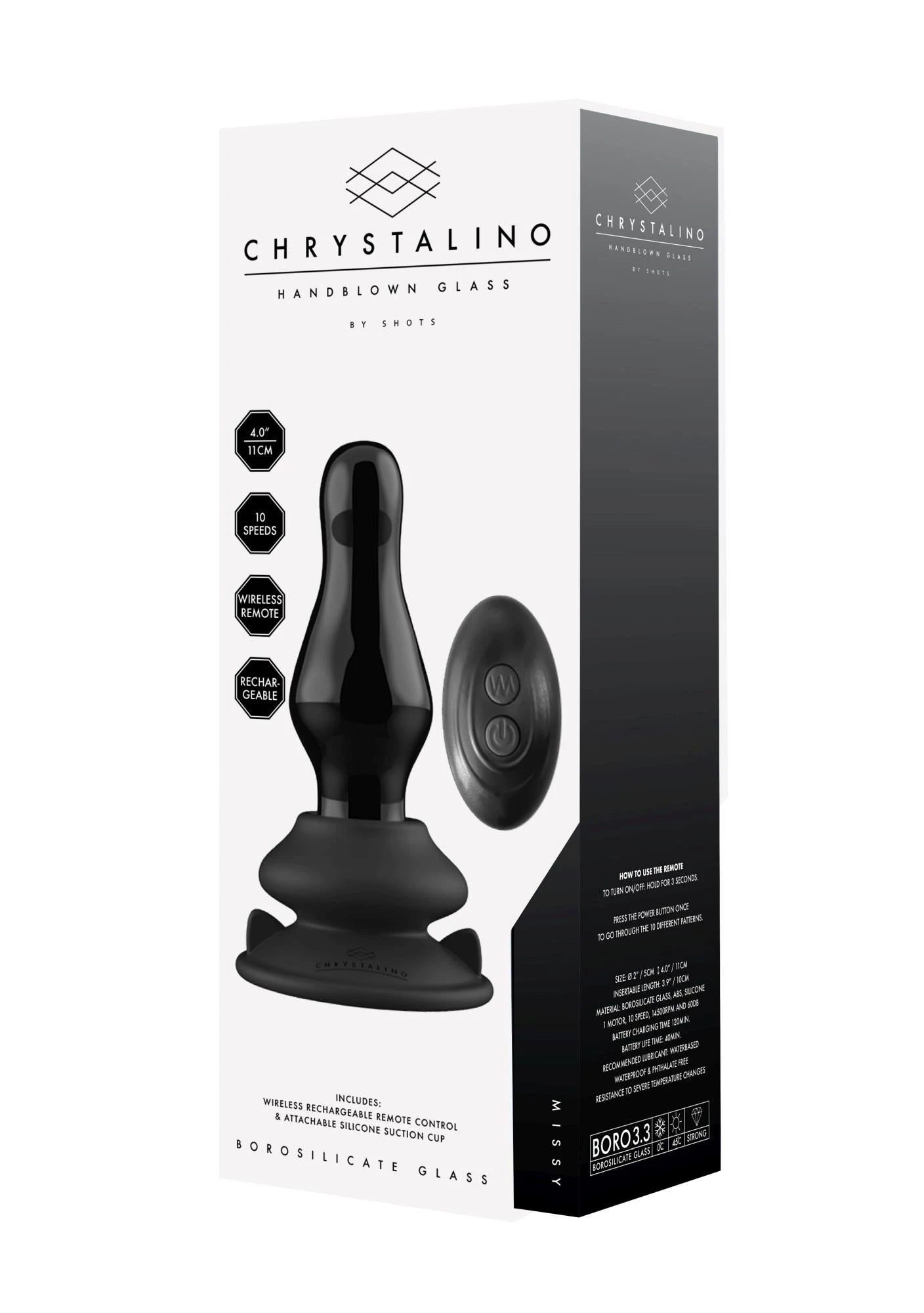 Missy - Vibrating Glass Butt Plug with Suction Cup