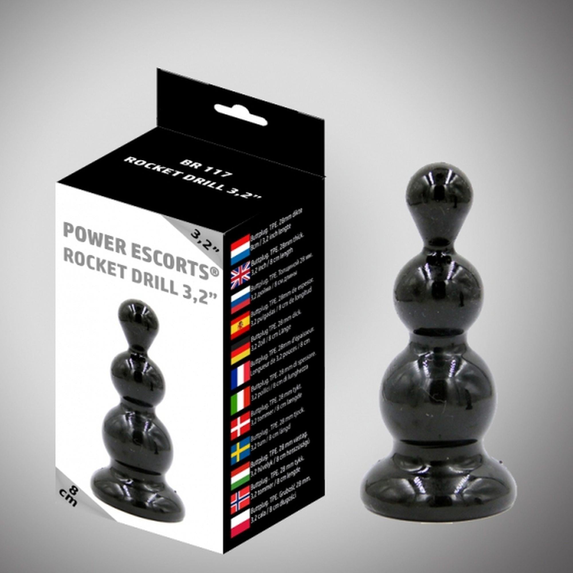 Rocket drill 3,4 inch black  anal plug 3,4 inch / 8,7 cm