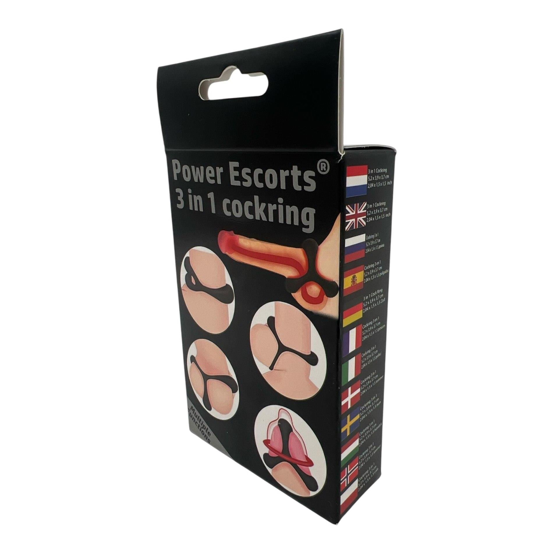 Power Escorts - BR185 - Cockring 3 en 1 - Super Flexible - Boîte couleur