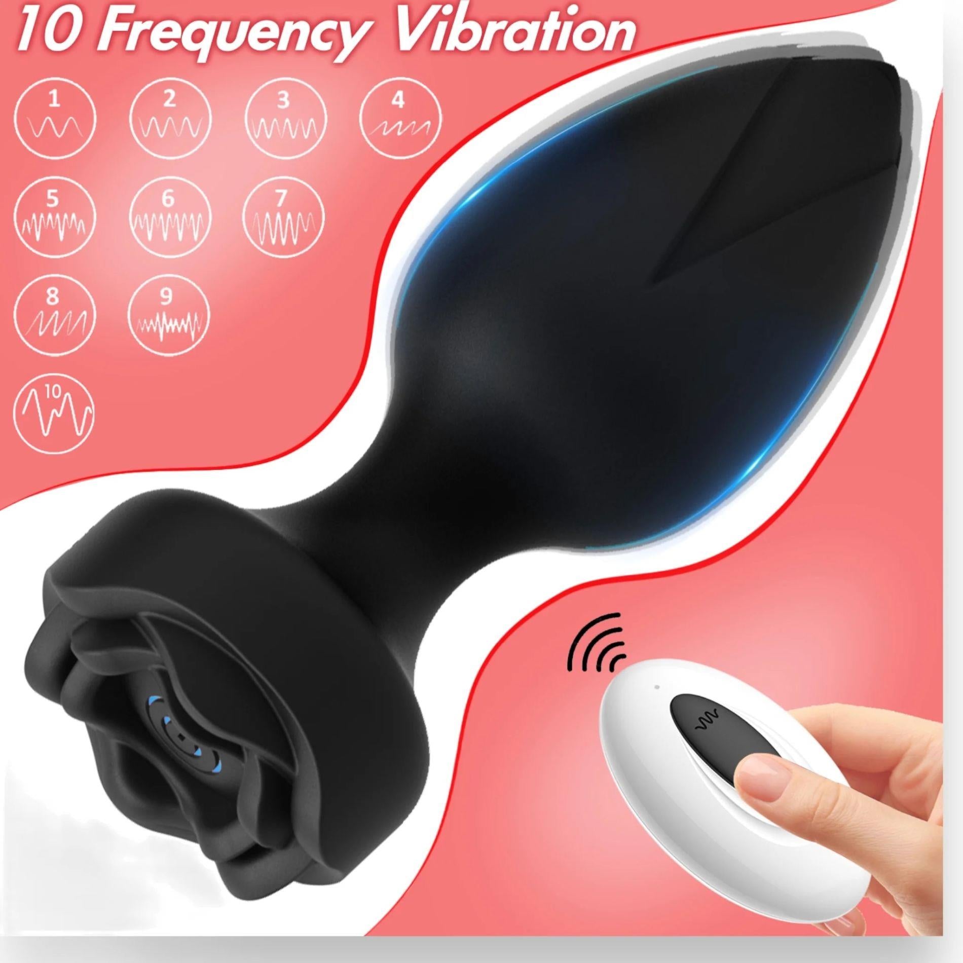Plug - Remote Rose Design Plug - USB Rechargeable - 10 Functions - Two Colors