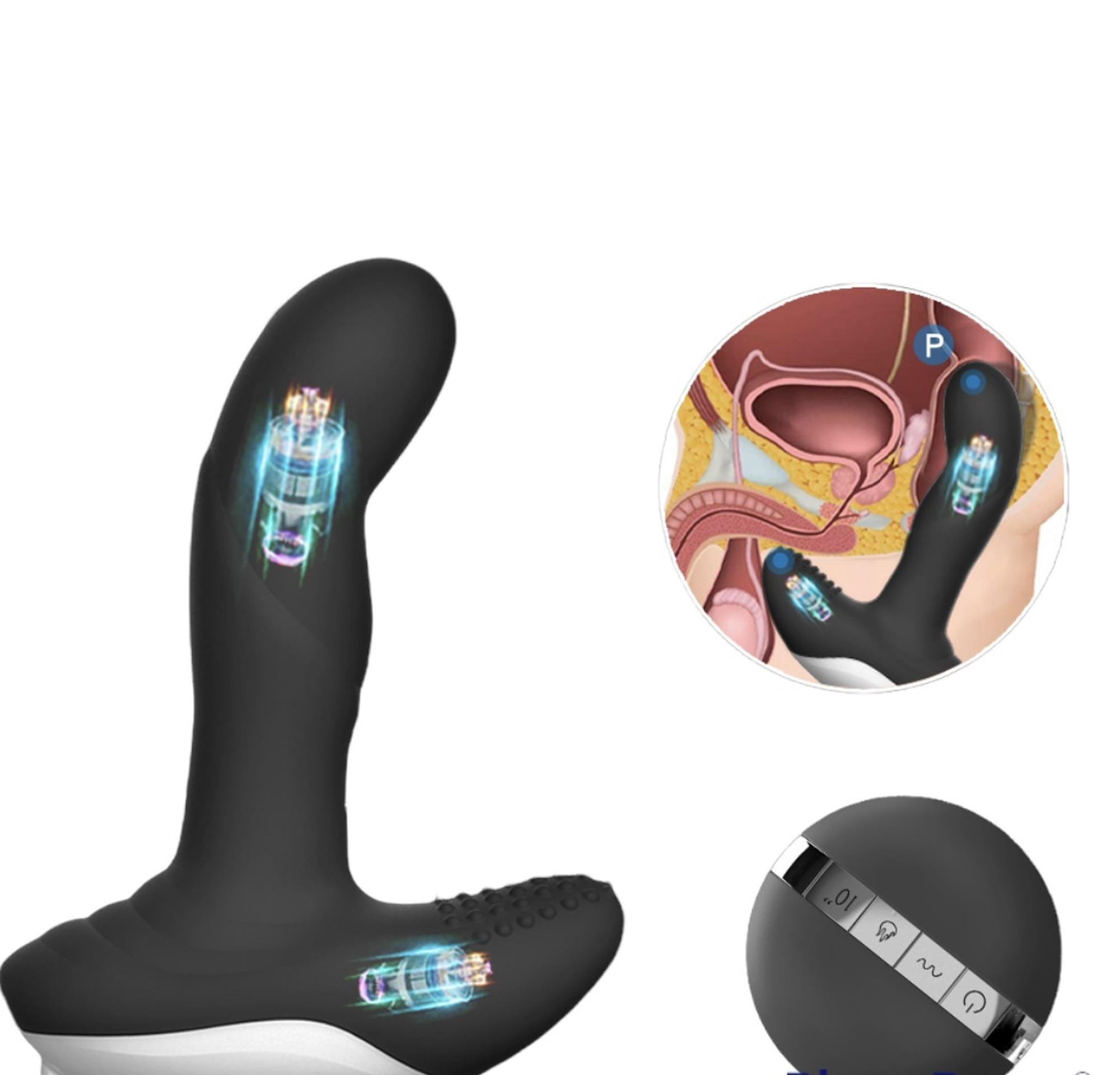 Luxury Play Prostate Stimulator – Silicone USB Massager – 7 Functions – Pulsator – Heating – Black