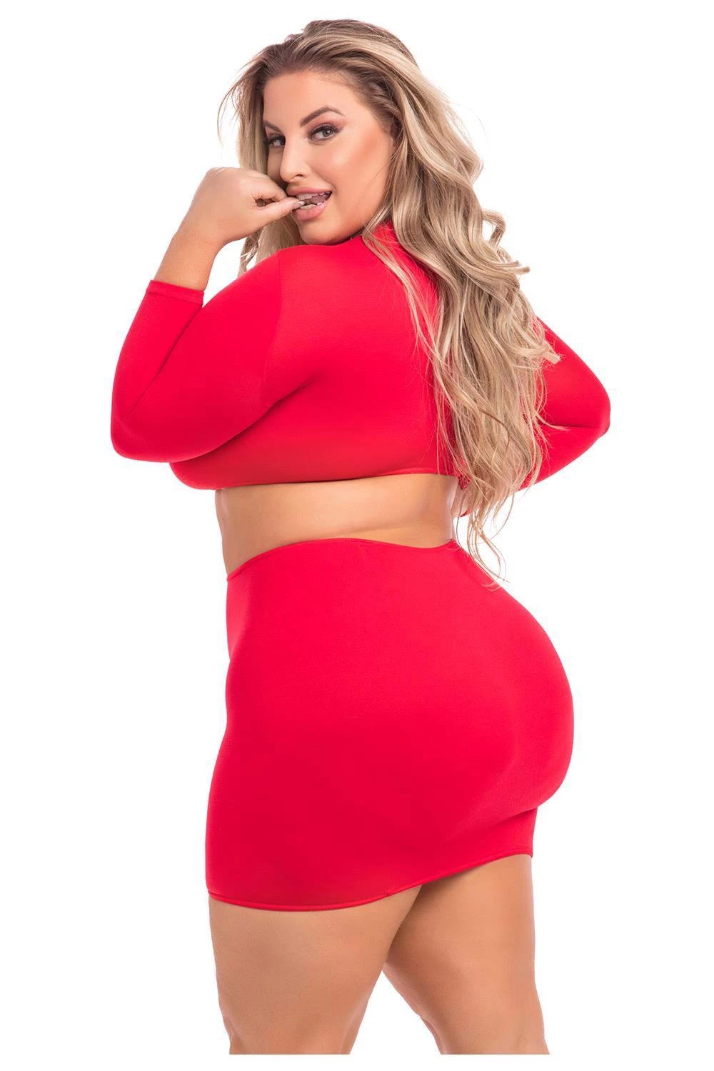ENSEMBLE JUPE 2 PIÈCES STOP & STARE ROUGE, 3XL/4XL