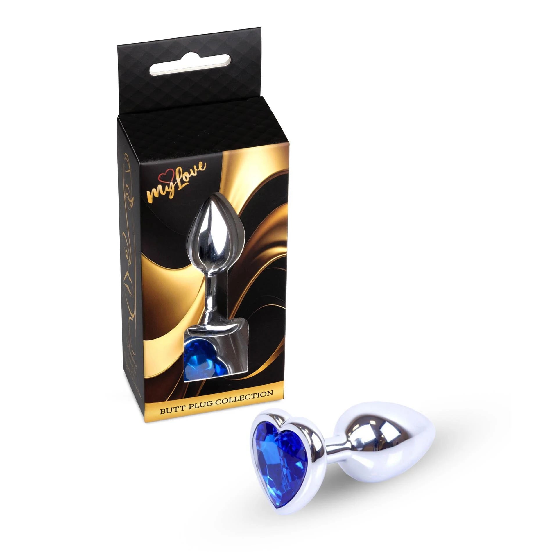 MyLove Toys - Jewellery Silver Heart PLUG - Dark Blue