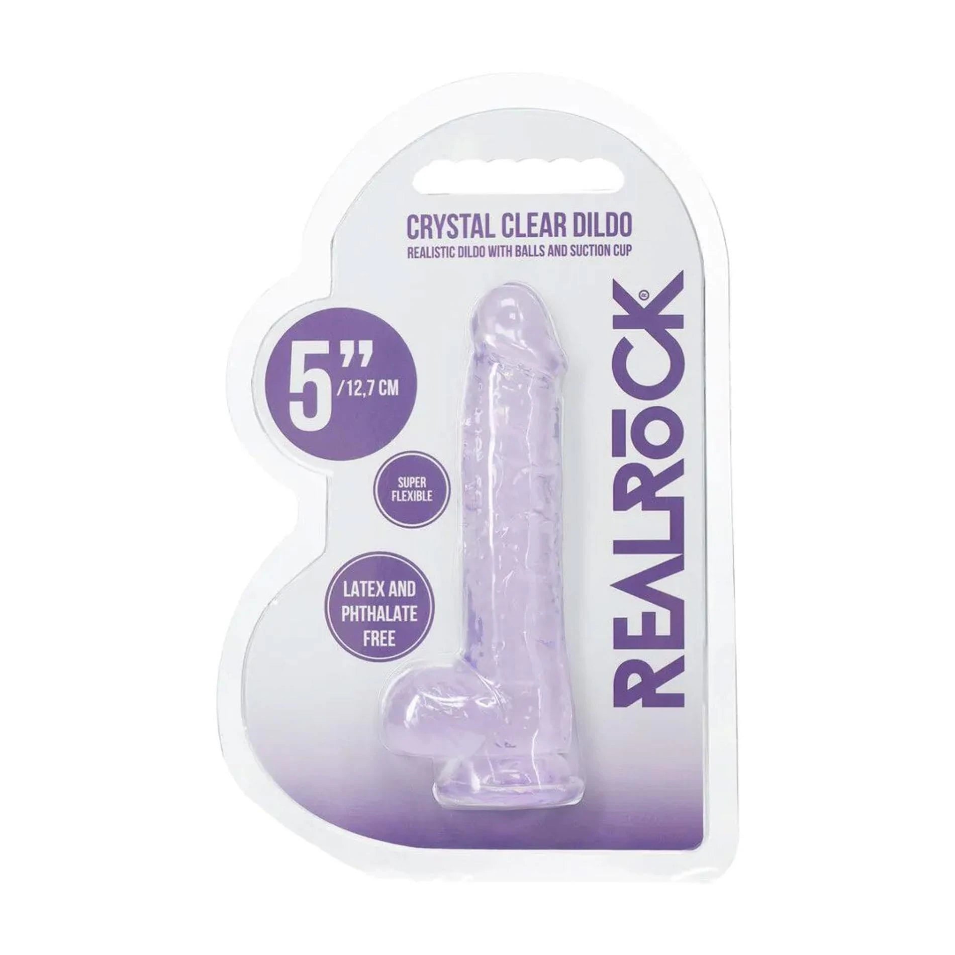 Gode réaliste avec testicules - 12,7 cm - Violet
