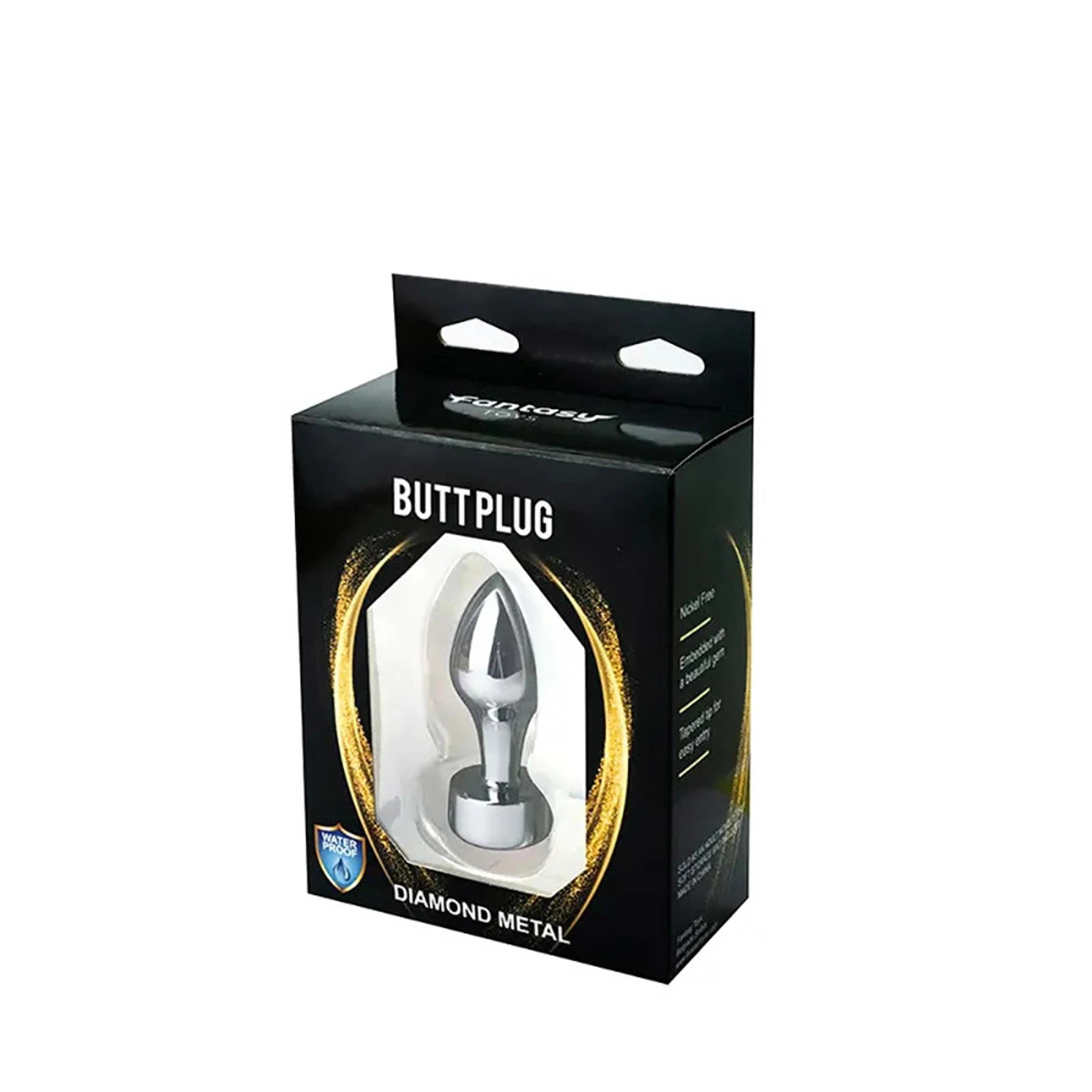 Silver Butt Plug with Pink Diamond