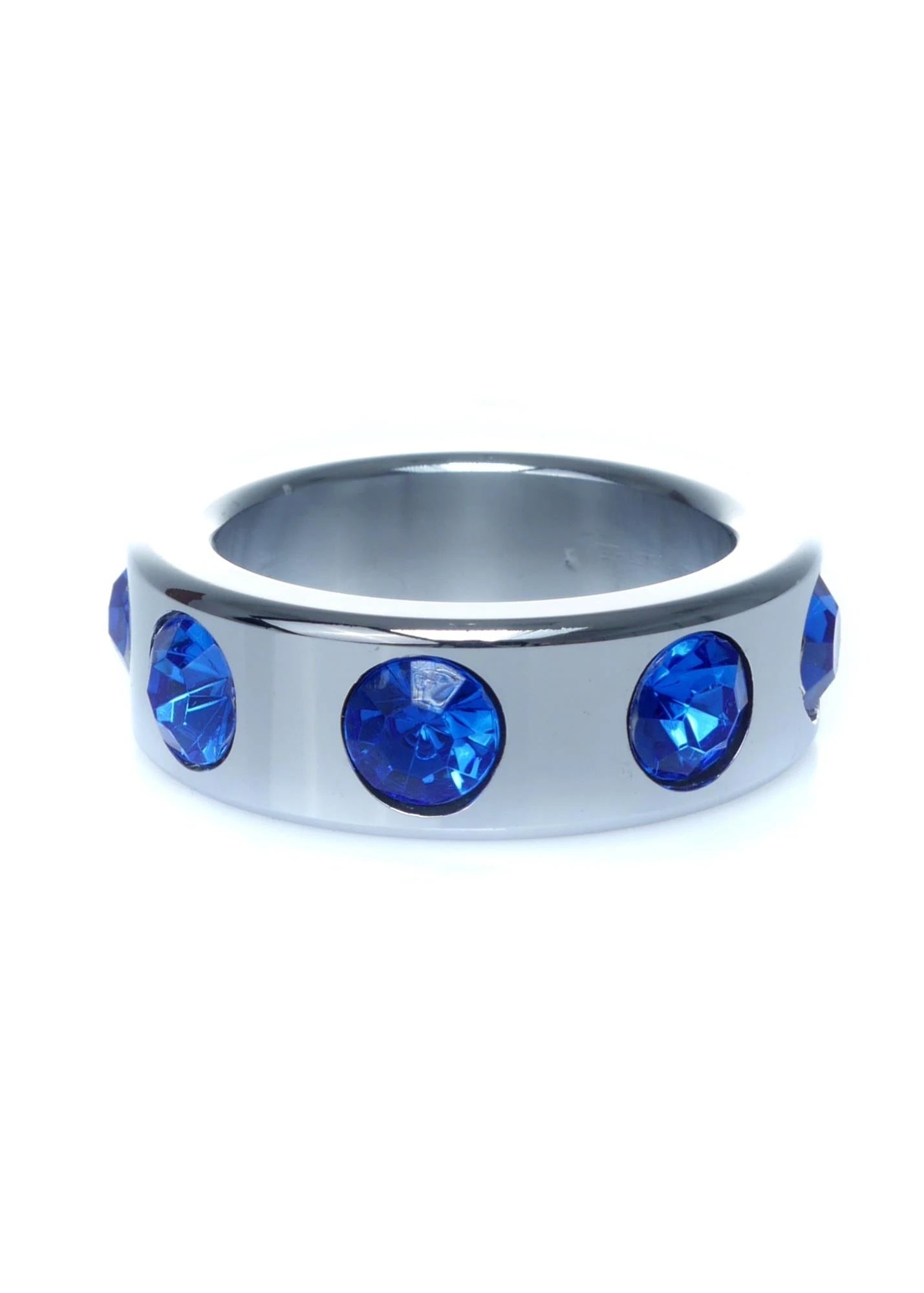 Bague-Anneau de coq en métal avec des diamants bleu foncé, petite