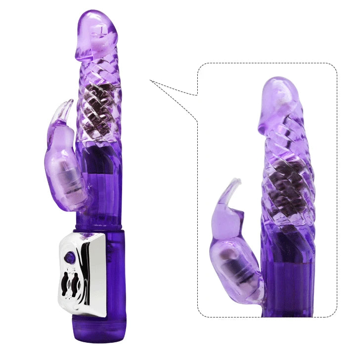 Vibrating and Rotating with Pearls, Multi-speed, Purple