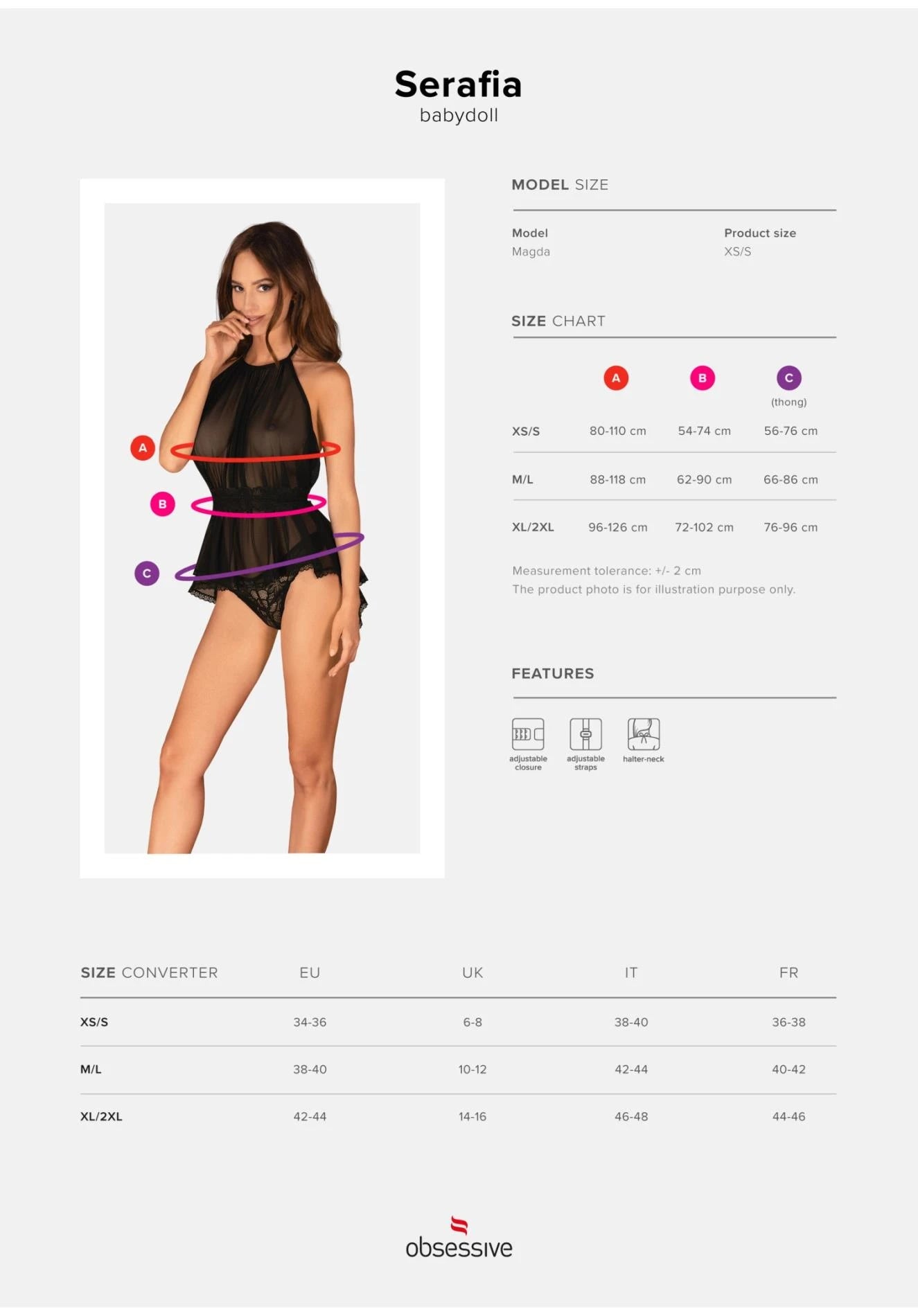 Serafia babydoll i stringi   XS/S